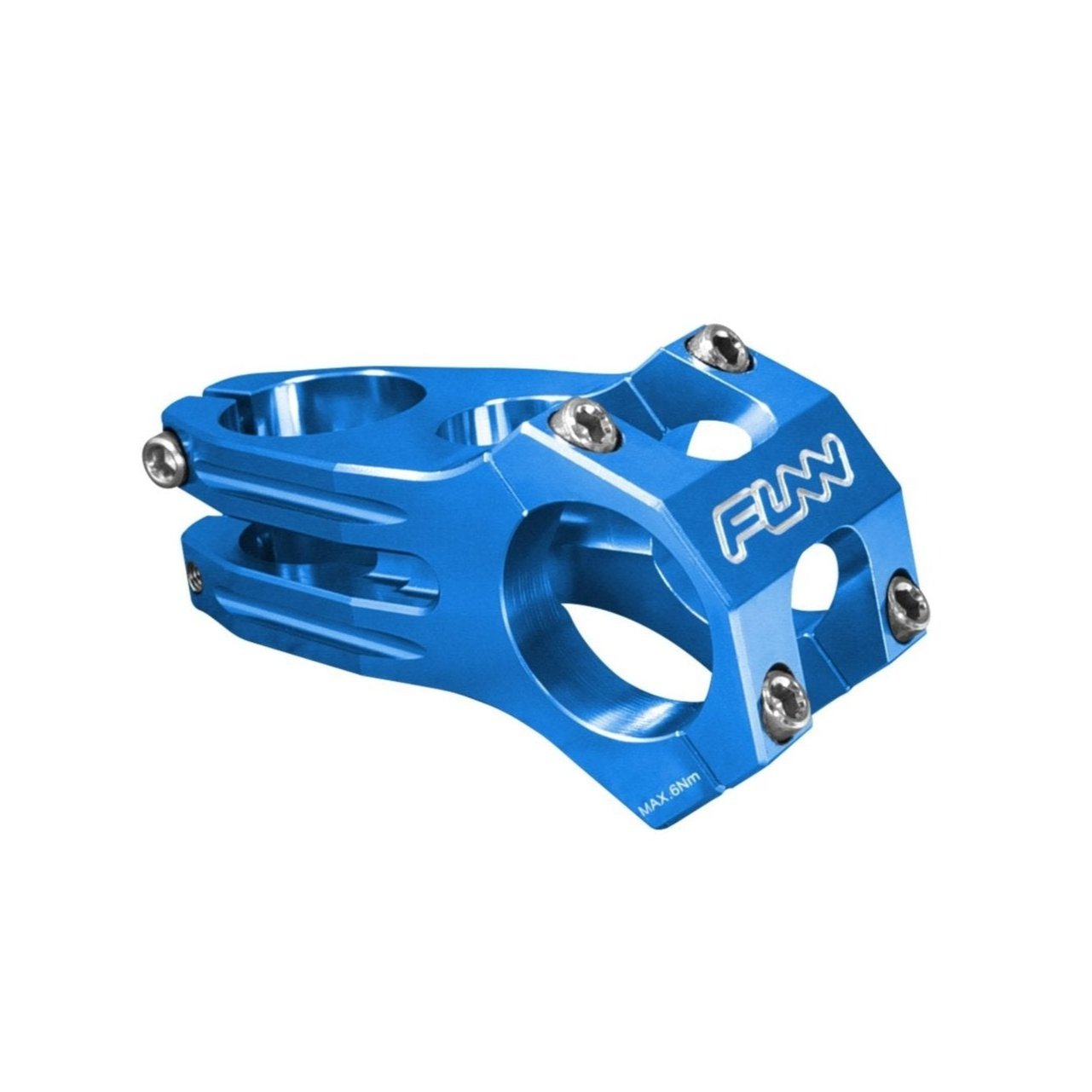 FUNN Funnduro Stem, 31.8mm blue 60mm alloy mountain bike handlebar stem with four-bolt faceplate and CNC-machined body