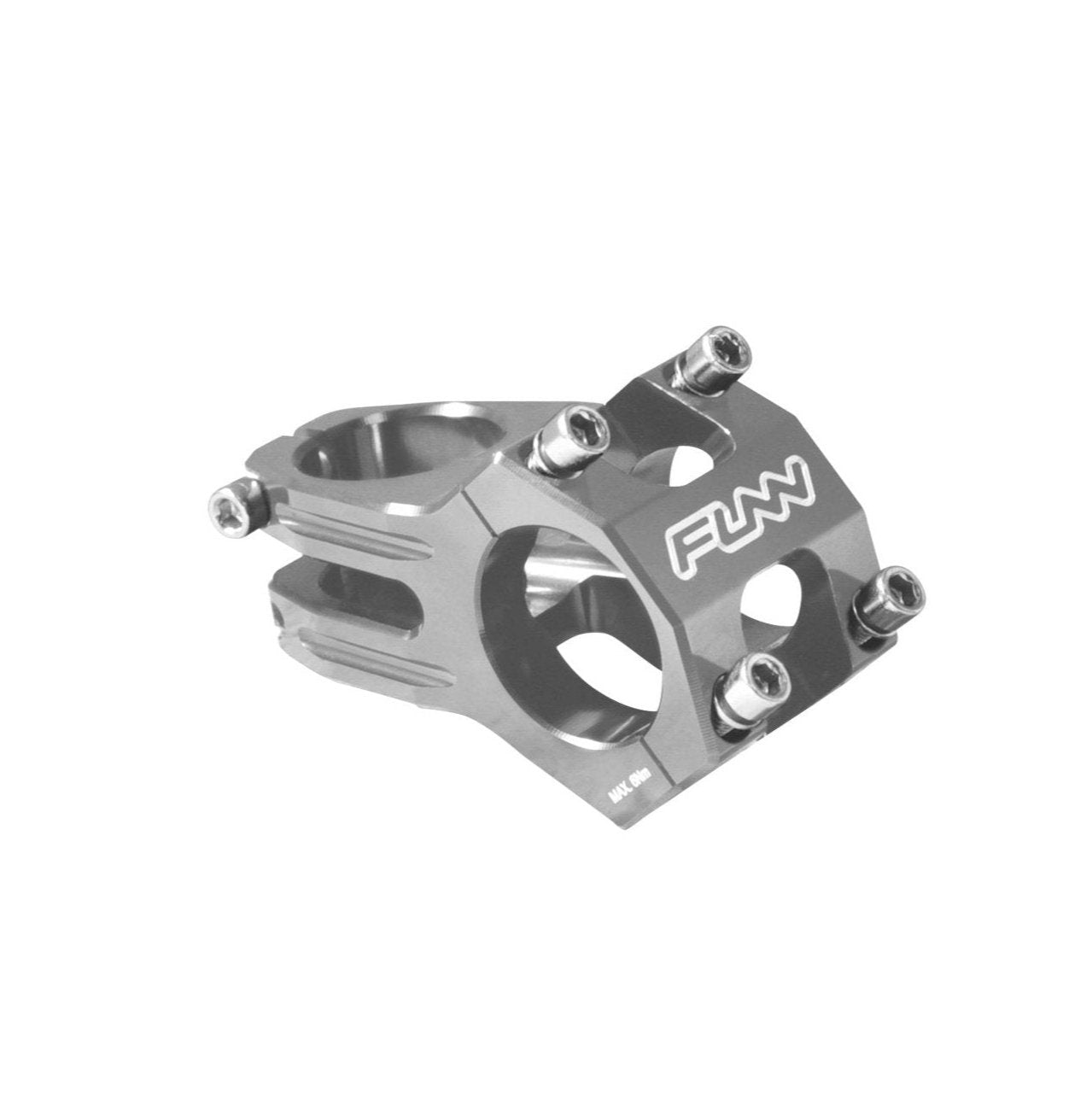 FUNN Funnduro Stem 31.8mm grey 45mm, CNC alloy mountain bike handlebar stem with four-bolt faceplate and sleek cutouts