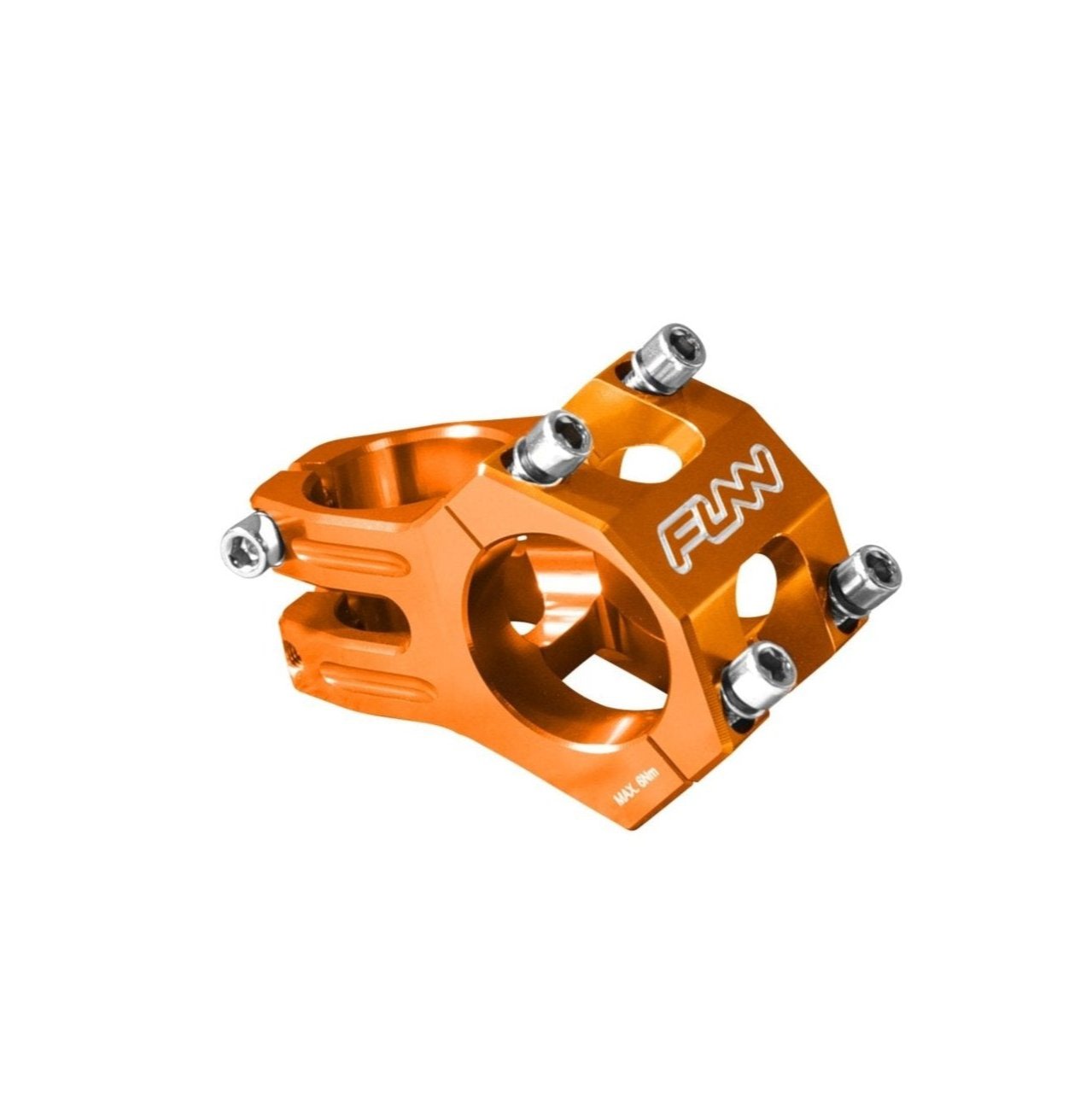 FUNN Funnduro Stem 31.8mm orange 35mm, CNC alloy MTB handlebar stem with four-bolt faceplate and silver bolts