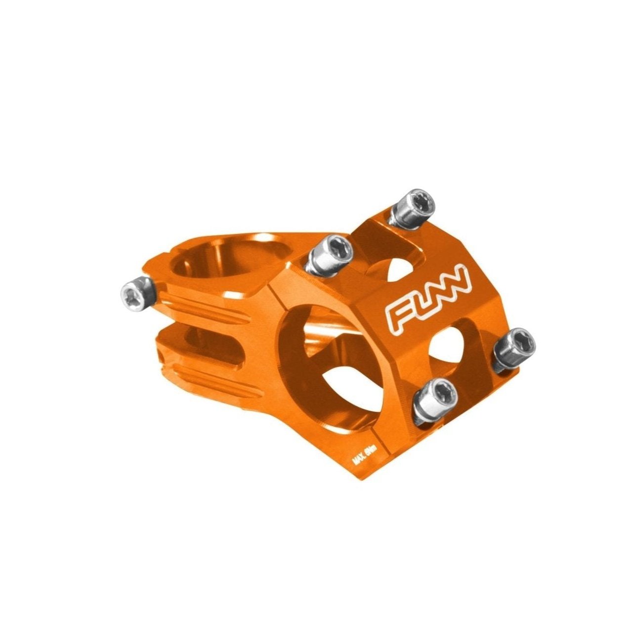 Funn mountain bike components - Funnduro Stem 31.8mm Orange 45mm in a white background.