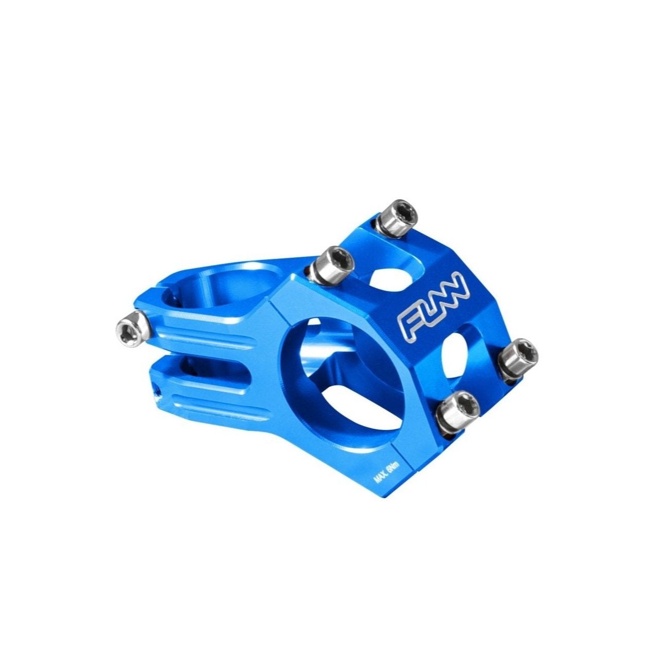 FUNN Funnduro Stem 35mm blue 45mm, CNC alloy mountain bike handlebar stem with four-bolt clamp and sleek cutout design