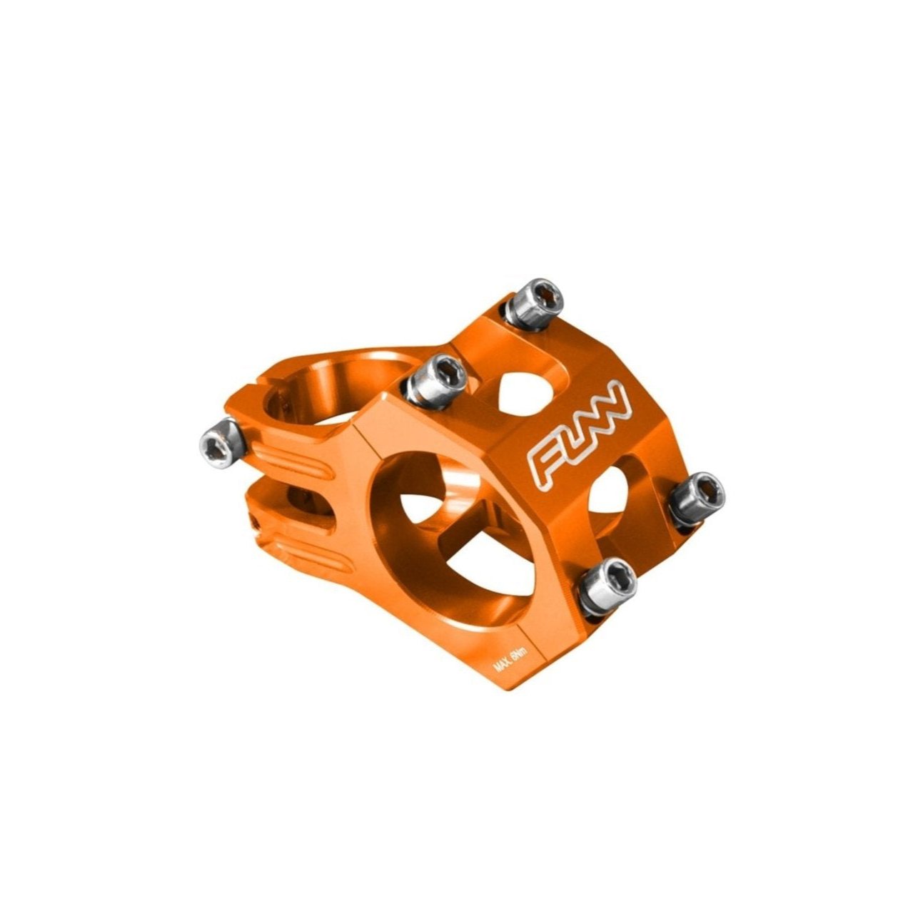FUNN Funnduro Stem 35mm orange 35mm, CNC alloy MTB handlebar stem with four-bolt faceplate and silver bolts