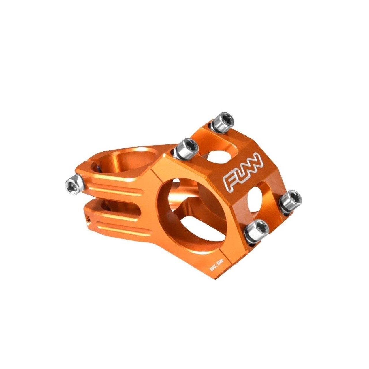 FUNN Funnduro Stem 35mm orange 45mm, CNC alloy MTB handlebar stem with four-bolt faceplate and silver bolts