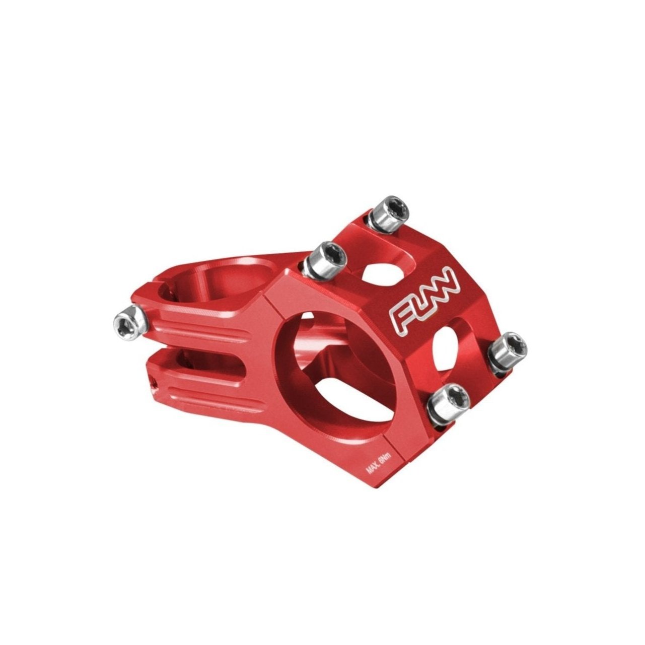 FUNN Funnduro Stem 35mm red 45mm, CNC alloy mountain bike handlebar stem with four-bolt faceplate and sleek cutouts
