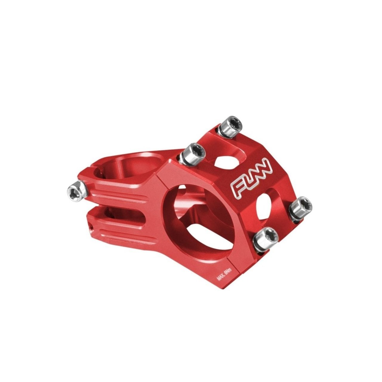 Funn mountain bike components - Funnduro Stem 35mm Red 45mm in a white background.