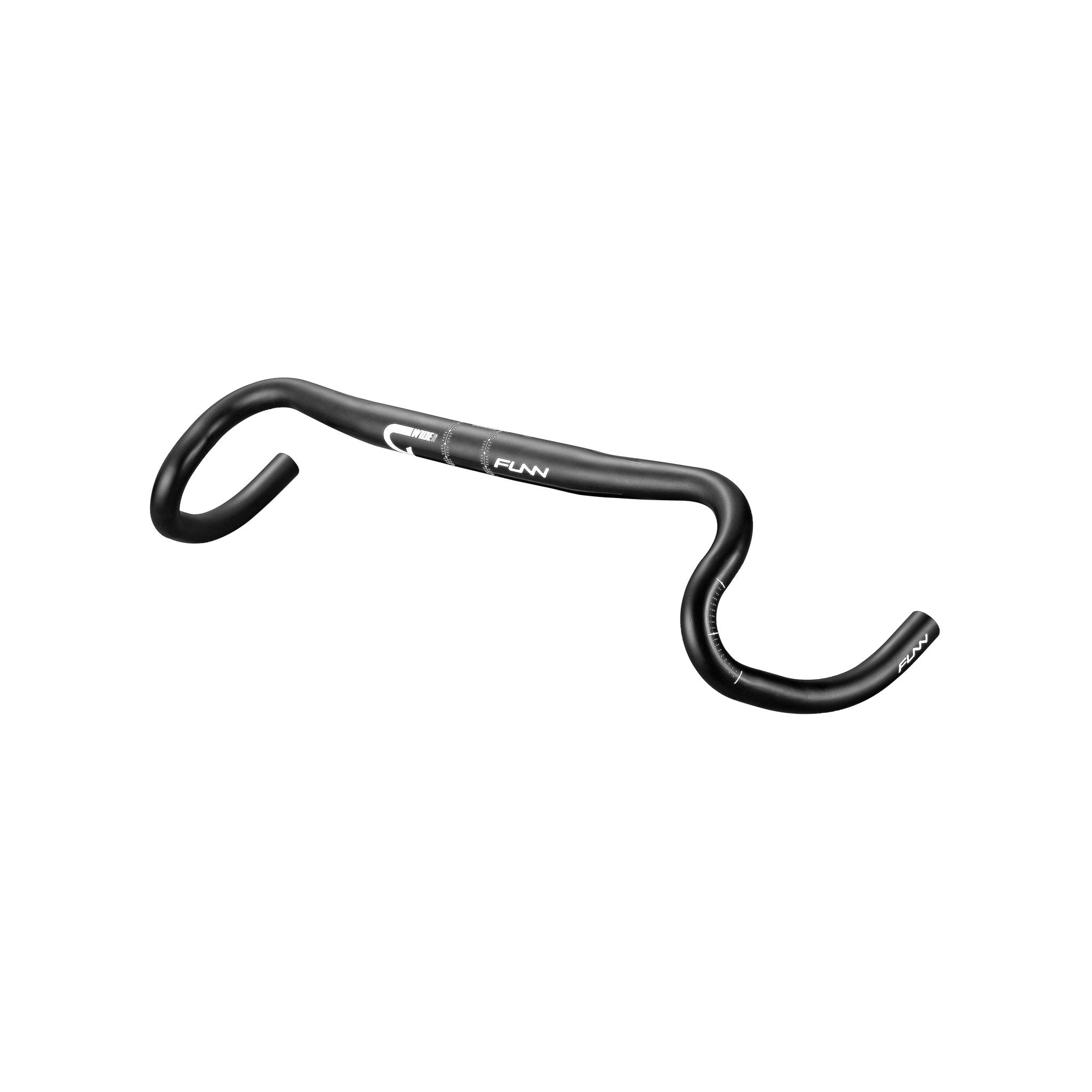 FUNN G-Wide Gravel Handlebar 480mm iso shot, black alloy flared drop bar for stable off-road bike control