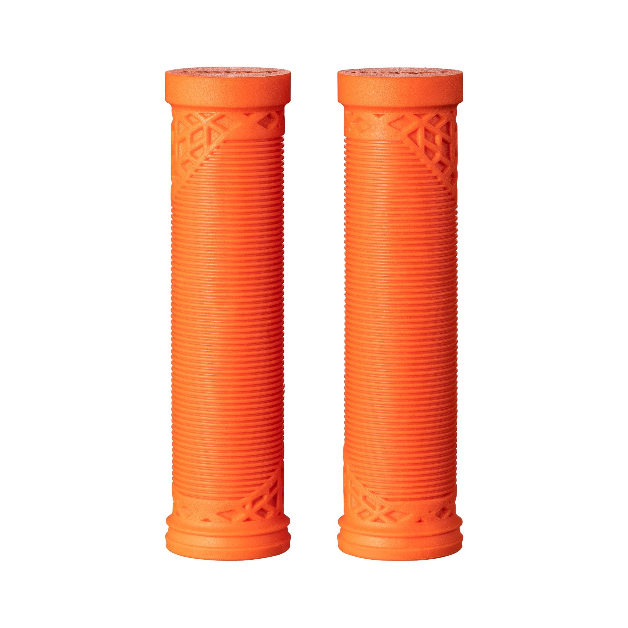 FUNN Hilt ES Slip-On Grips, bright orange rubber bike handlebar grips with ribbed texture for secure, comfortable control