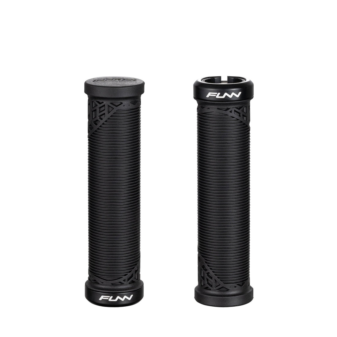 FUNN Hilt JR Lock-On Grips in Black, ribbed rubber grips sized for grom riders with alloy lock ring