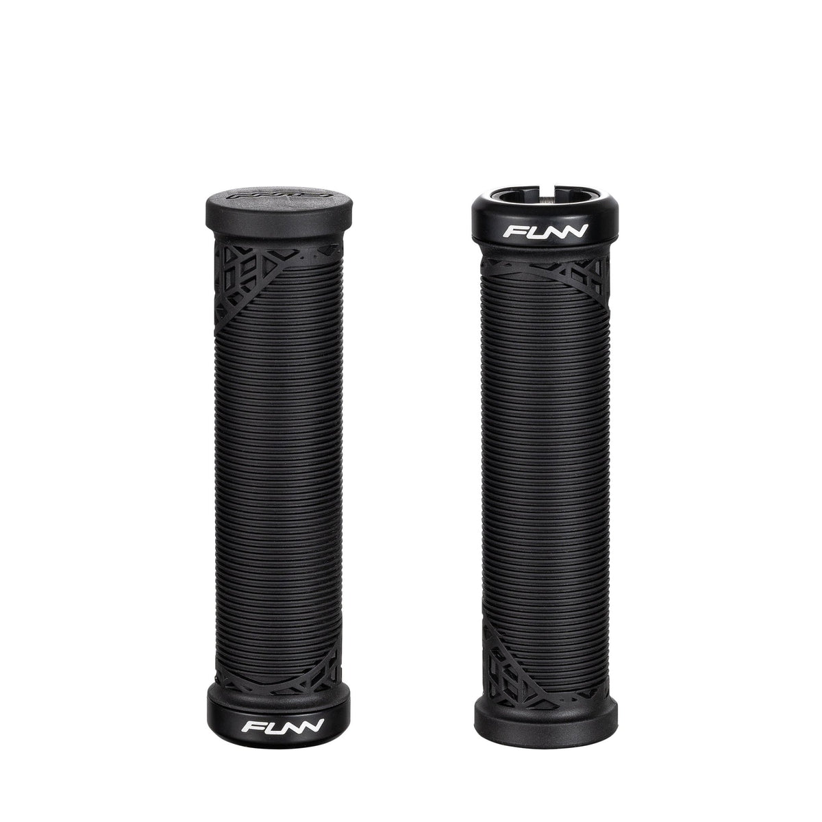 FUNN Hilt JR Lock-On Grips in Black, ribbed rubber grips sized for grom riders with alloy lock ring