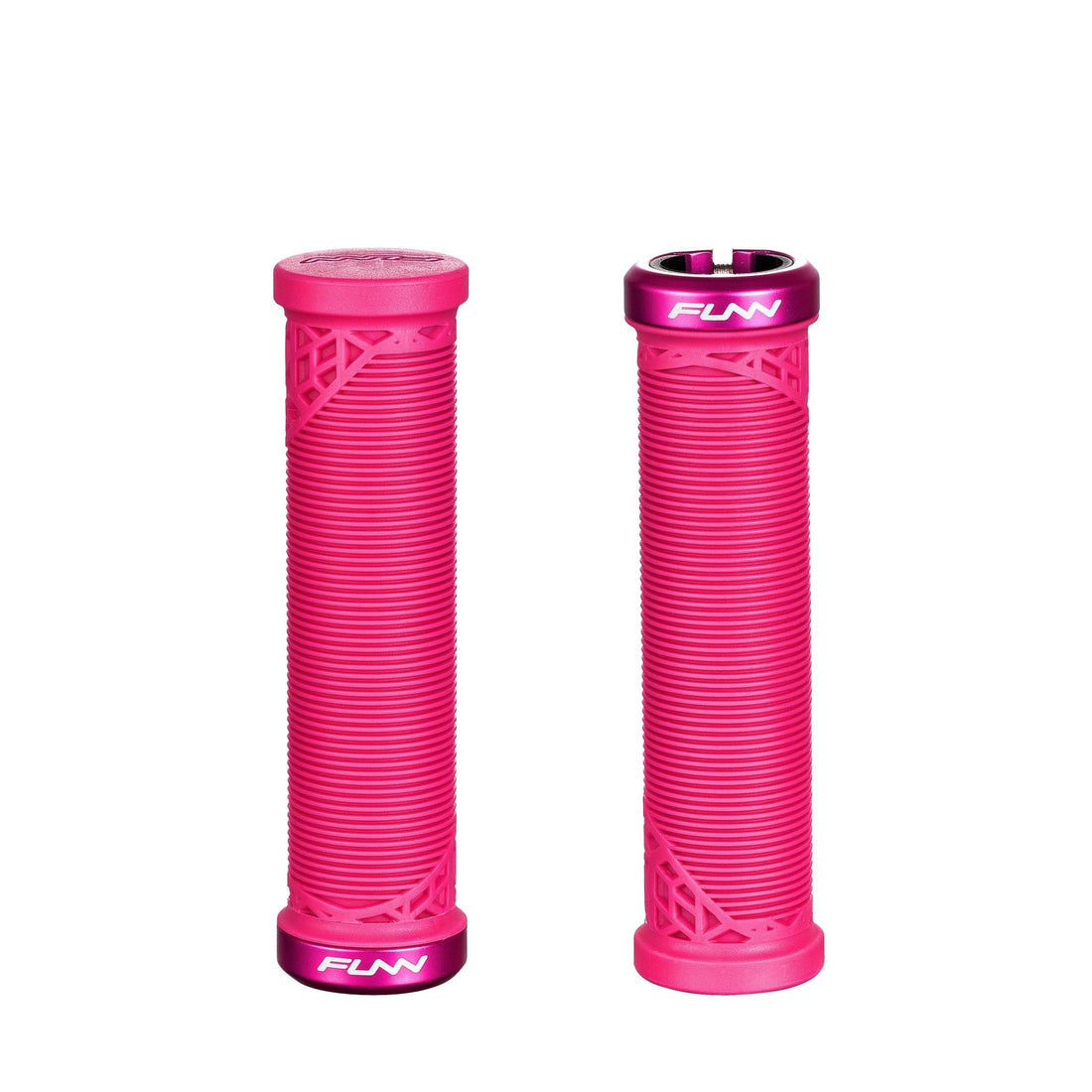 FUNN Hilt JR Lock-On Grips in Pink, ribbed rubber grips sized for grom riders with alloy lock ring