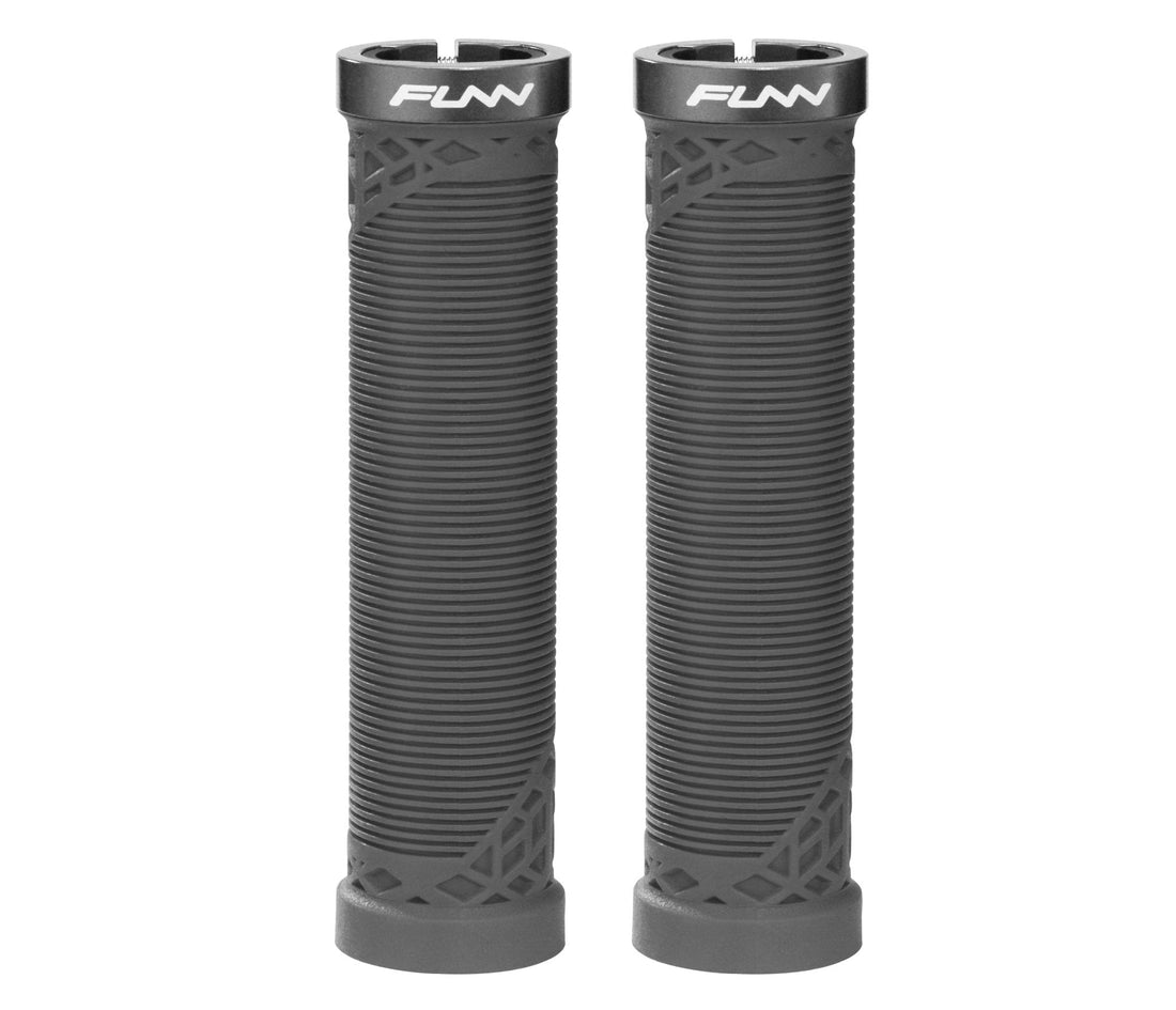 Funn mountain bike components - Hilt Lock - On Grips Black in a white background.