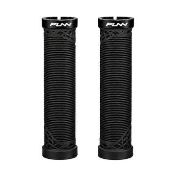 FUNN Hilt Lock-On Grips in Black, ribbed rubber MTB handlebar grips with alloy lock ring