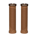 FUNN Hilt Lock-On Grips in Brown, ribbed rubber MTB handlebar grips with alloy lock ring