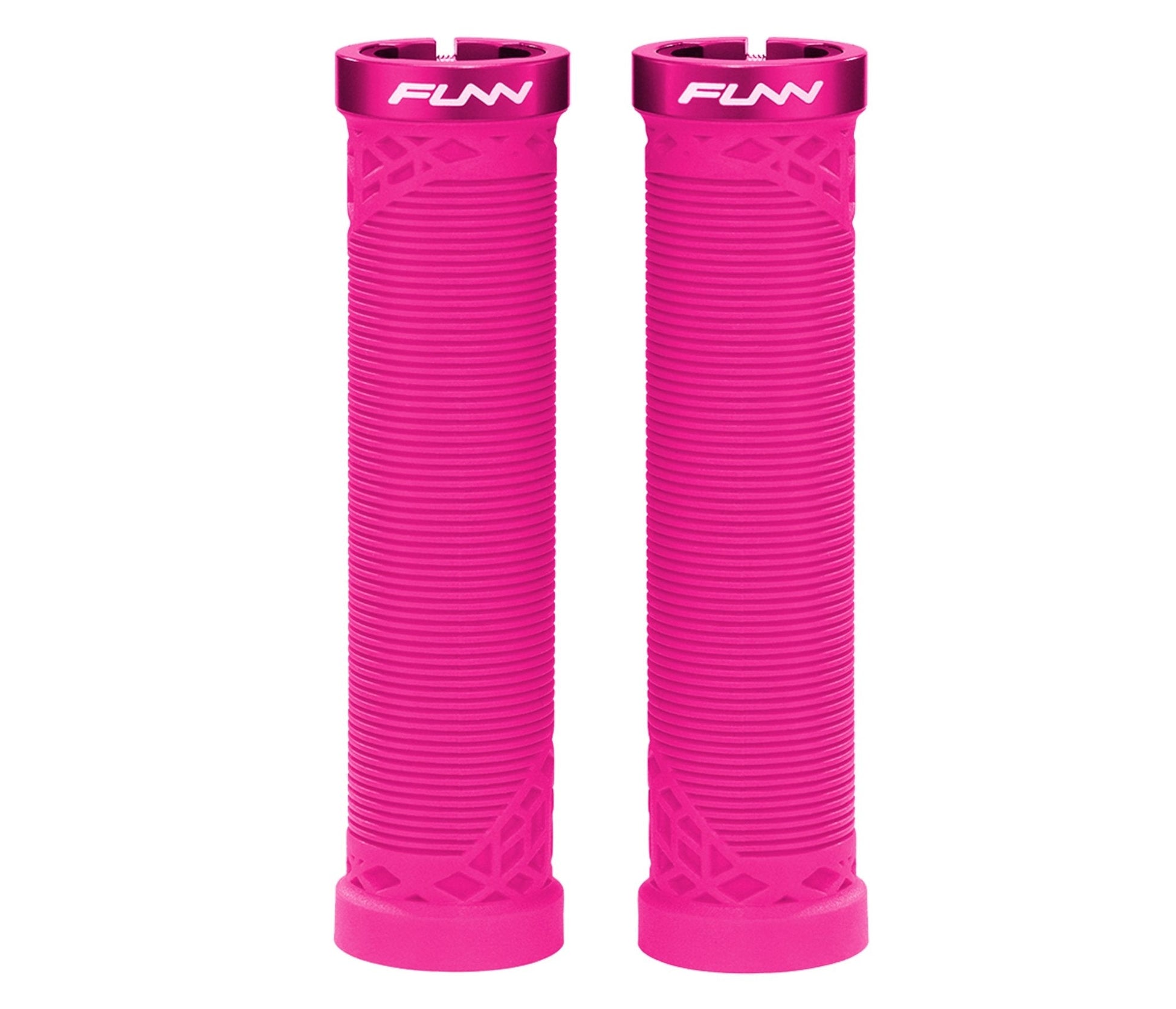 Funn mountain bike components - Hilt Lock - On Grips Pink in a white background.