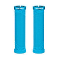 FUNN Hilt Lock-On Grips in Turquoise, ribbed rubber MTB handlebar grips with alloy lock ring