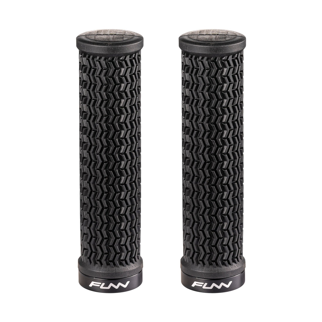FUNN Holeshot Lock-On Grips in Black, textured rubber MTB handlebar grips with alloy lock ring