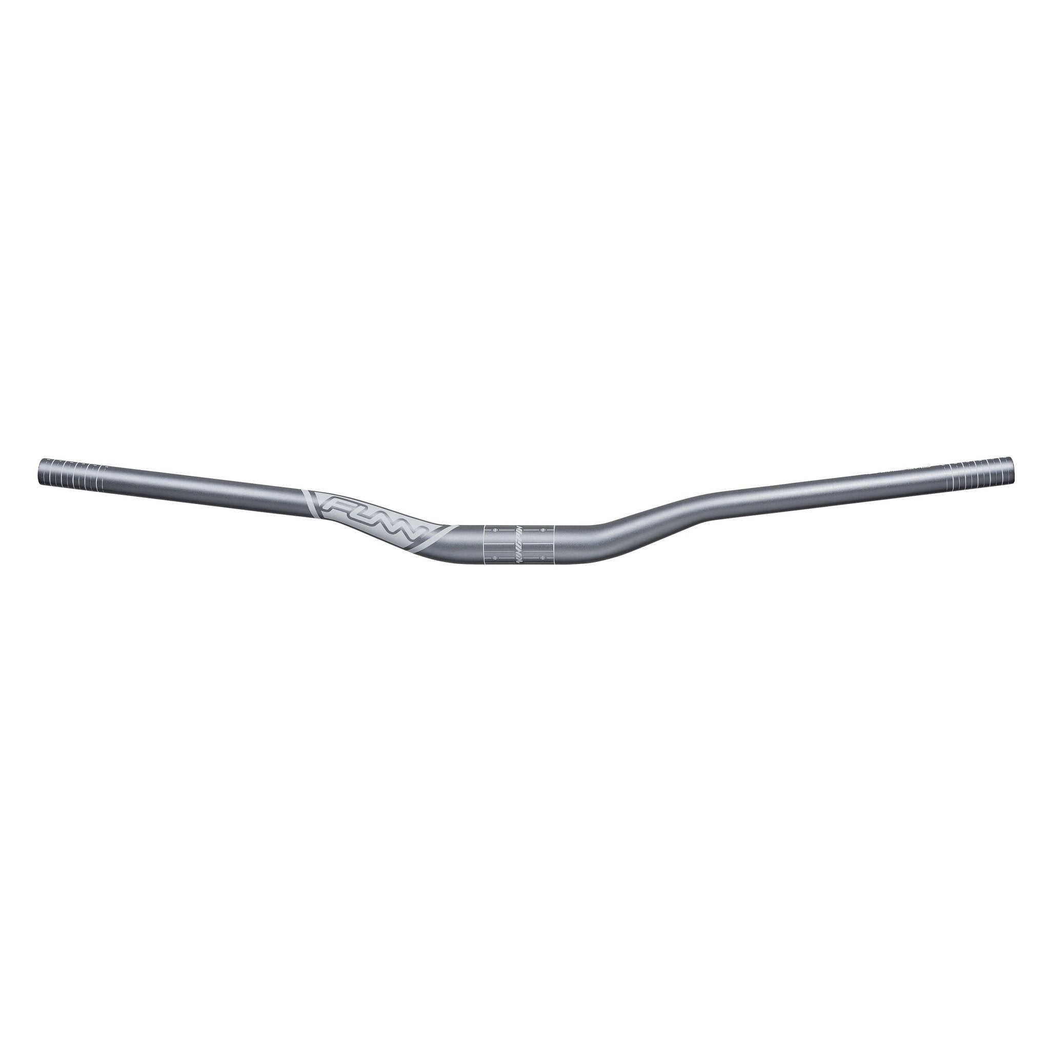 FUNN Kingpin Riser Handlebar, matte grey alloy, 31.8mm clamp, 30mm rise, wide sweep MTB bar for control and comfort