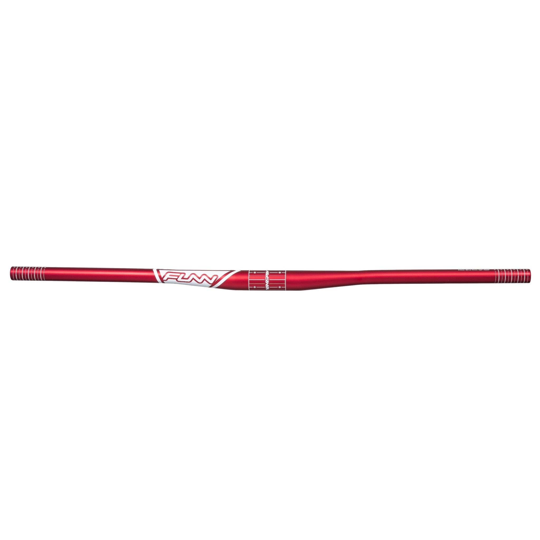 Red FUNN Kingpin Riser Handlebar, 31.8mm clamp, 7mm rise, lightweight alloy flat bar for mountain bikes