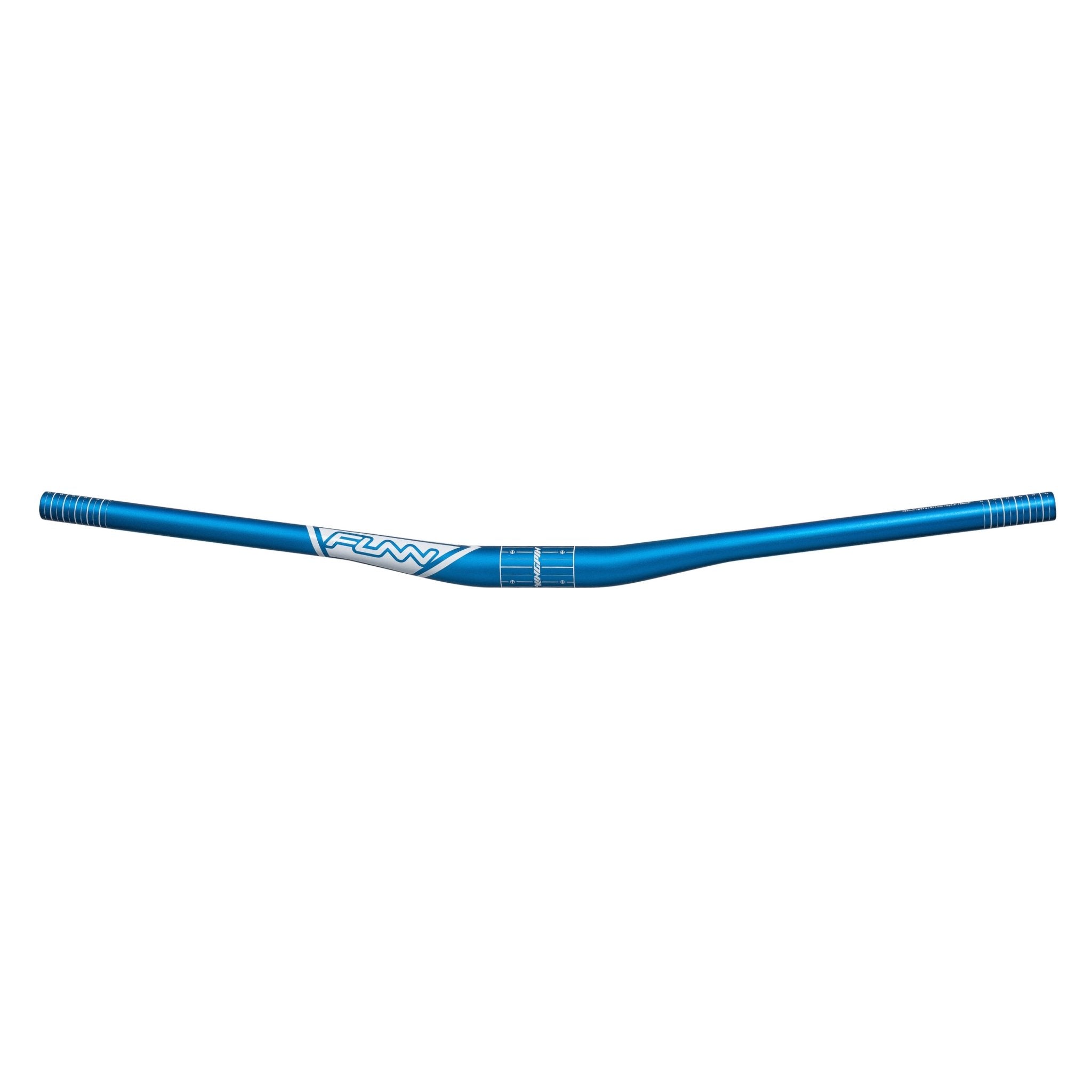 Blue aluminum FUNN Kingpin Riser Handlebar with 31.8mm clamp, 15mm rise and sweep for mountain bike control