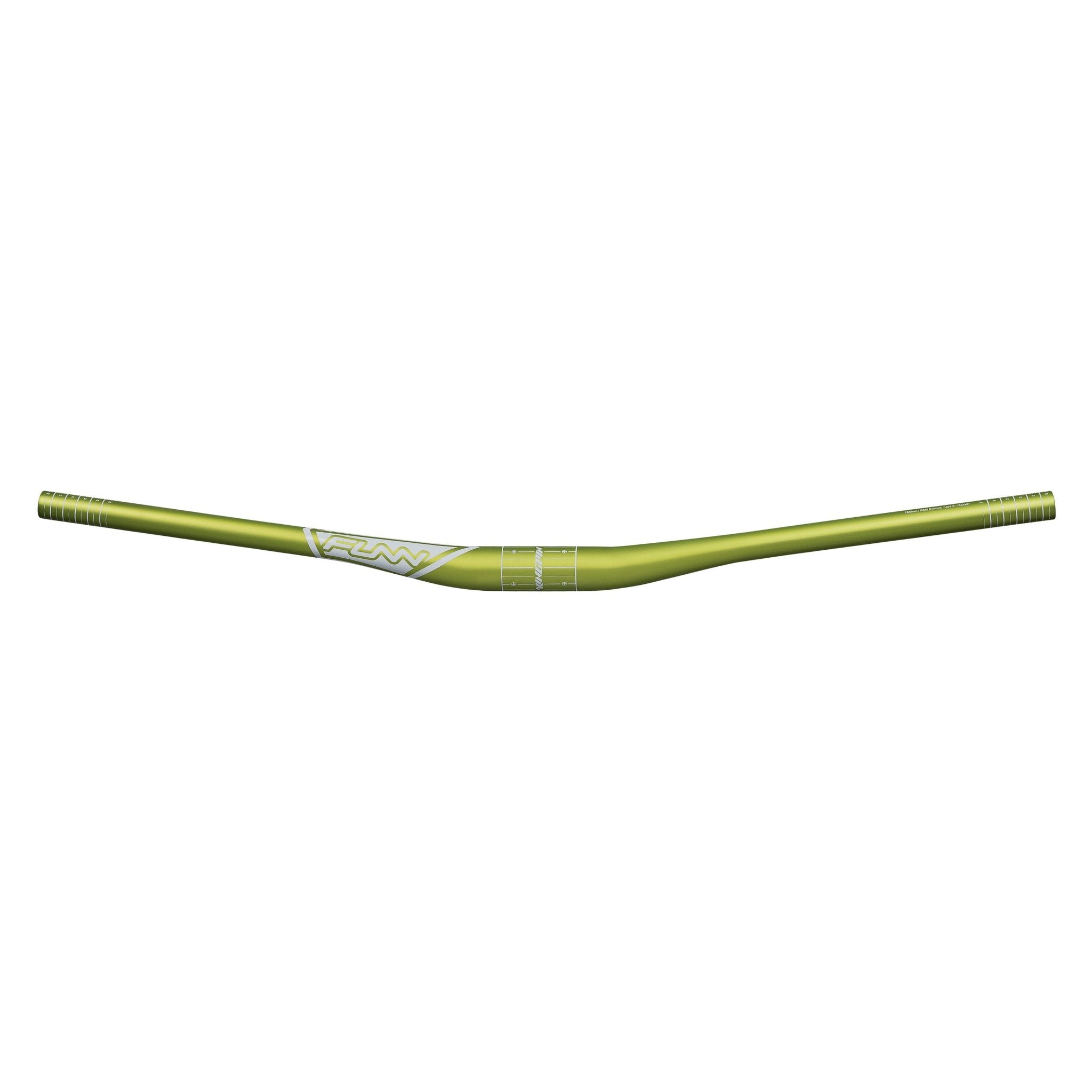 FUNN Kingpin Riser Handlebar, 35mm clamp, 15mm rise, green alloy MTB bar with slight sweep for trail control
