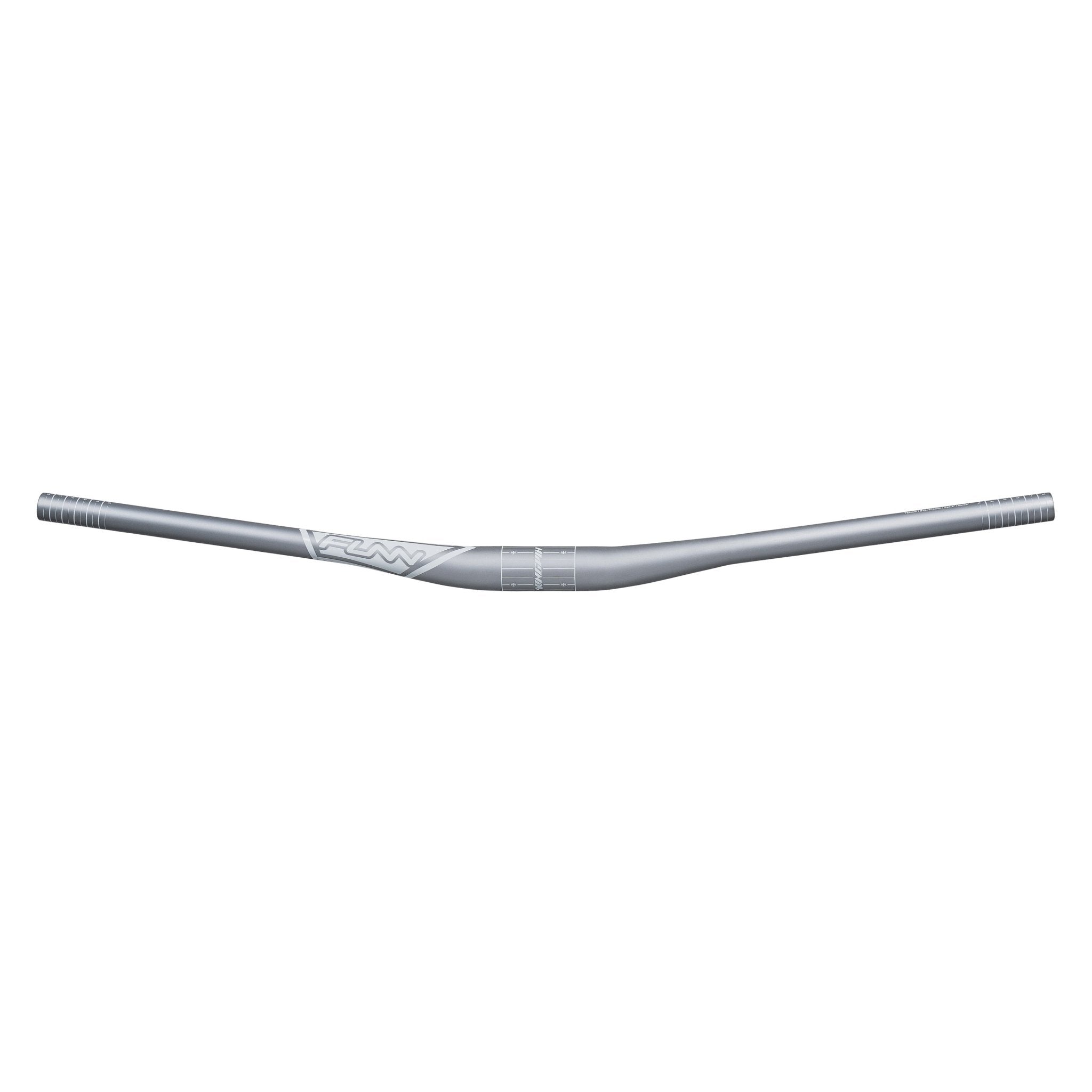 FUNN Kingpin Riser Handlebar, 35mm clamp, 15mm rise, silver alloy MTB bar with slight sweep for control and stability
