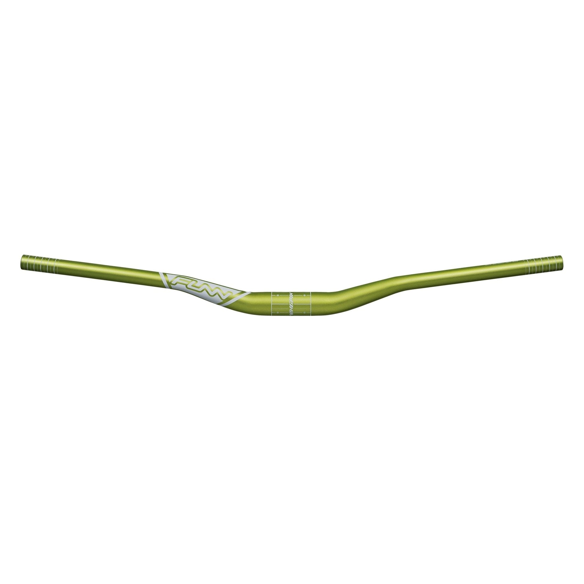 Funn mountain bike components - Kingpin Riser Handlebar 35mm 30mm Green in a white background.