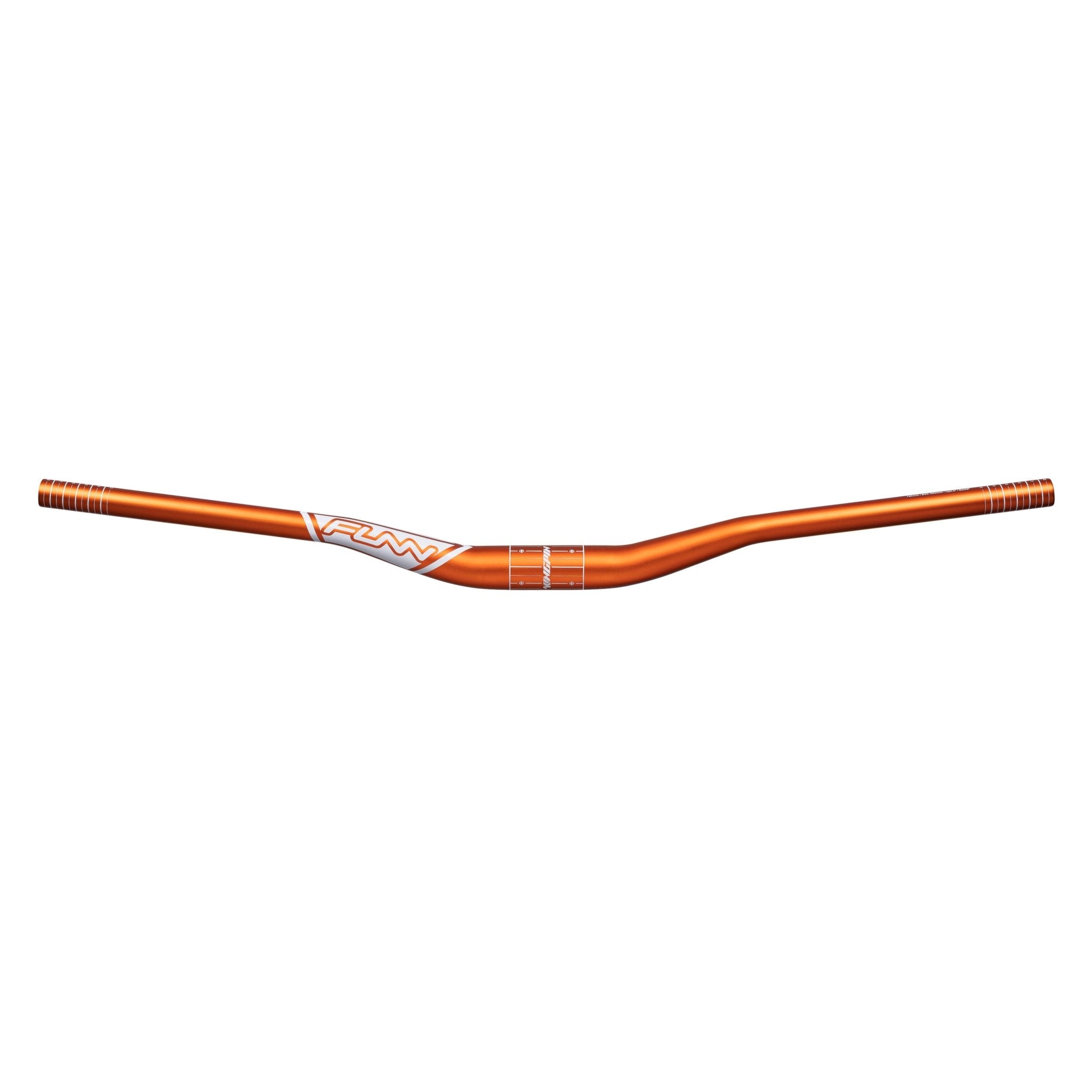 FUNN Kingpin Riser Handlebar, 35mm clamp, 30mm rise, orange alloy MTB bar with sweep for stable trail control