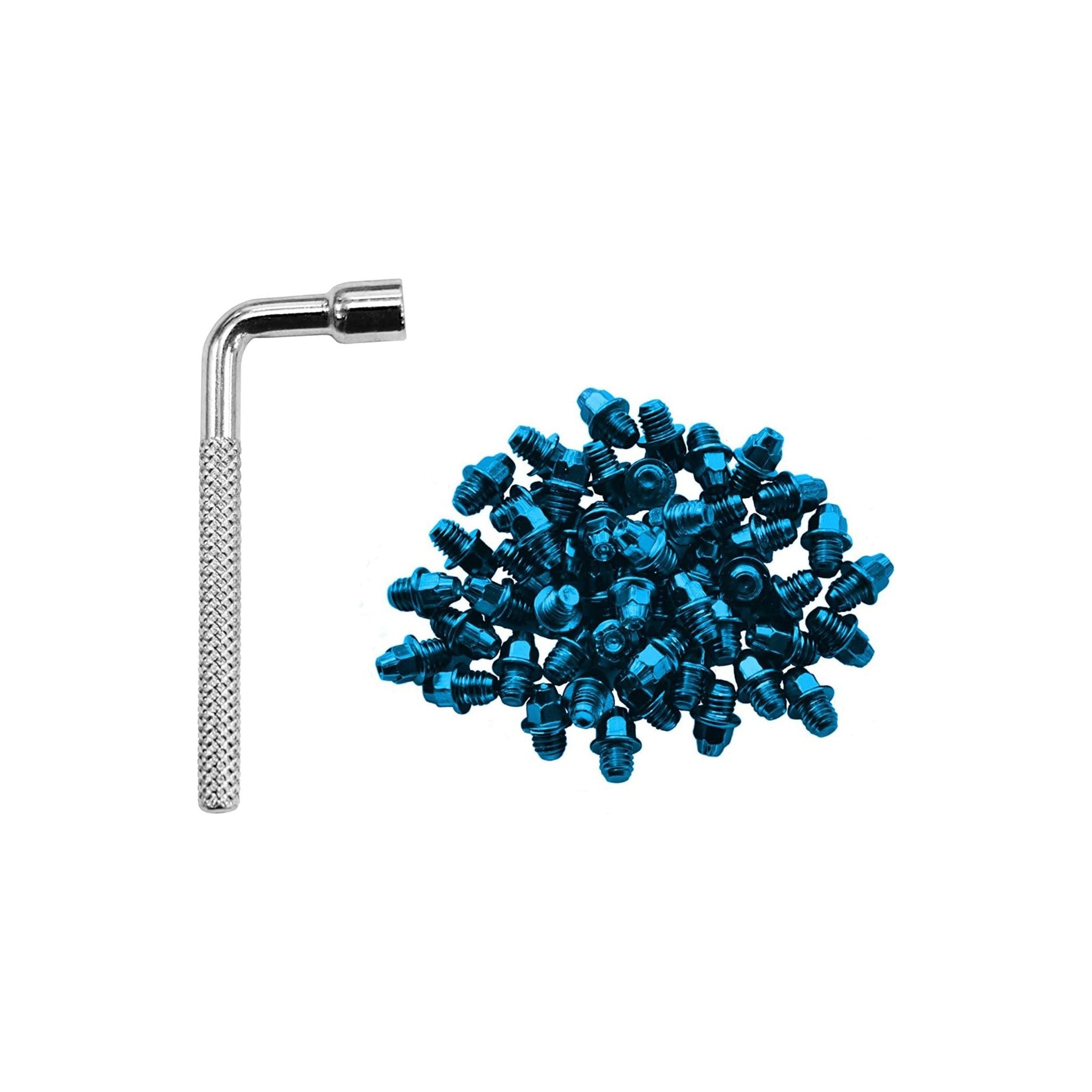 FUNN Mamba / Ripper / Python Pedal Pin Kit 4mm, blue steel traction pins with silver install tool.