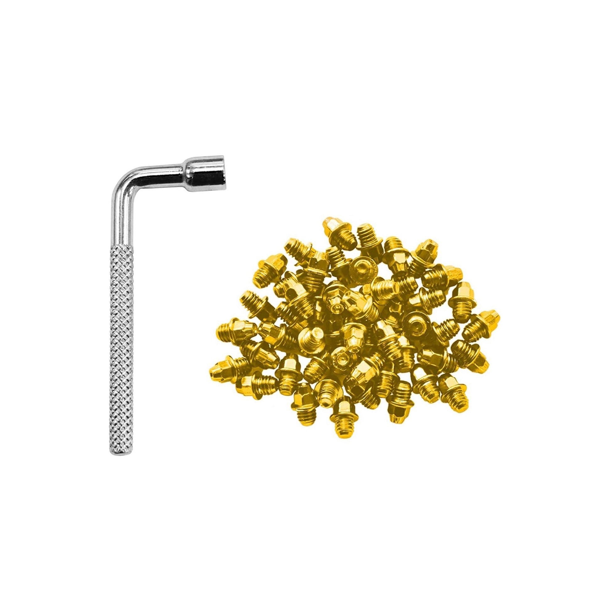 Funn mountain bike components - Mamba / Ripper / Python Pedal Pin Kit - 4mm Gold in a white background.