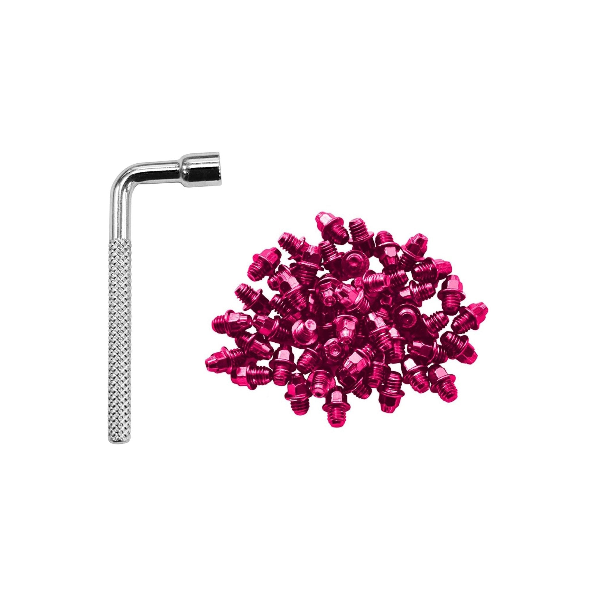 FUNN Mamba / Ripper / Python Pedal Pin Kit 4mm, pink steel traction pins with silver install tool.