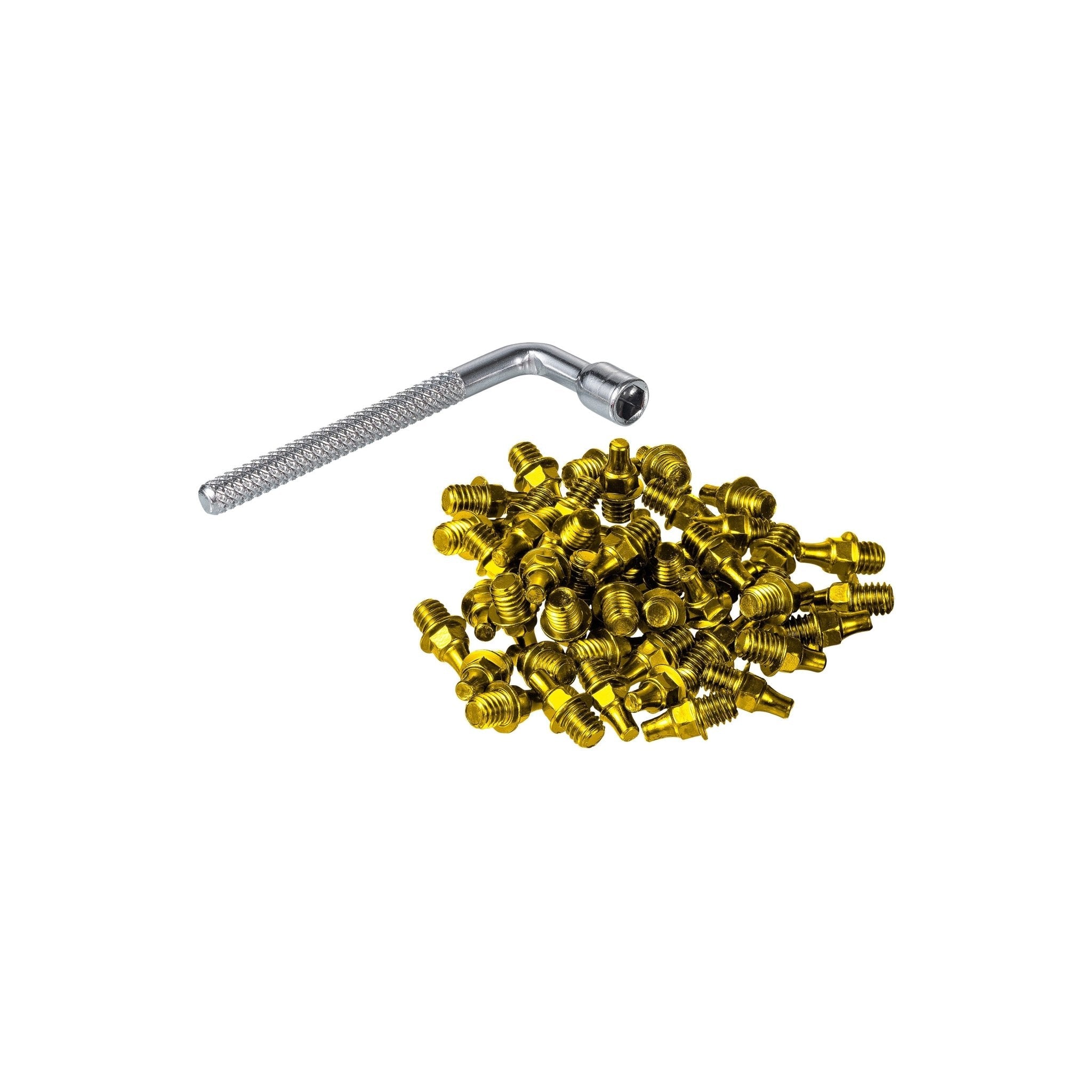 FUNN Mamba / Ripper / Python Pedal Pin Kit 6mm, gold steel traction pins with silver install tool.