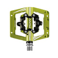 Funn mountain bike components - Mamba S Clipless Pedals Green Clip Double side in a white background.