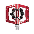 Funn mountain bike components - Mamba S Clipless Pedals Red Clip Double side in a white background.