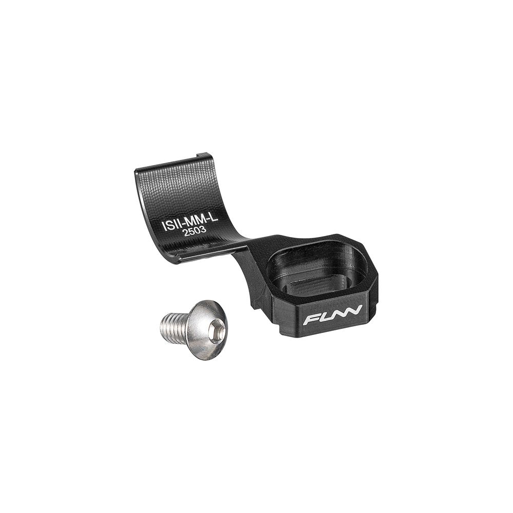 Black alloy FUNN MTB Mediator Brake-Shifter Adapter I-SPEC II to MatchMaker (left) with mounting screw for handlebar integration
