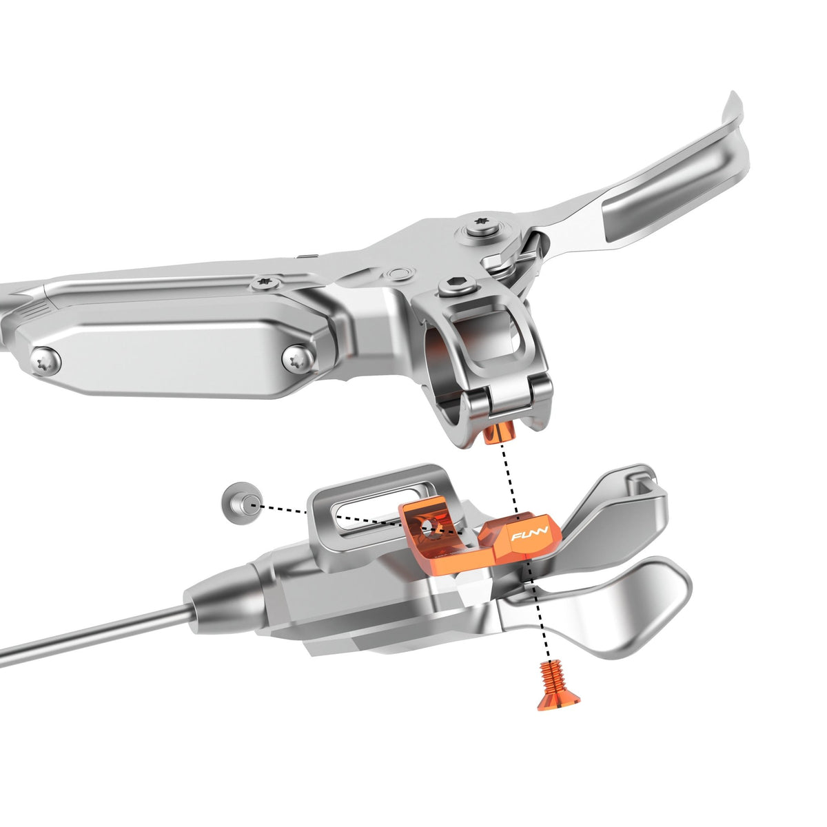 Funn mountain bike components - Mediator Brake - Shifter Adapter MatchMaker Brake to I - SPEC EV Shifter (Right) in a white background.