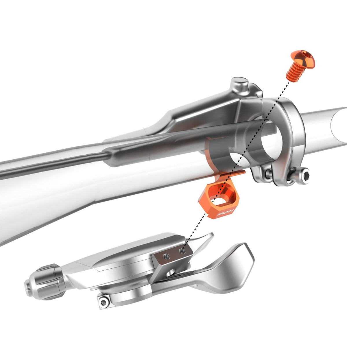 Funn mountain bike components - Mediator Brake - Shifter Adapter MatchMaker Brake to I - SPEC EV Shifter (Right) in a white background.