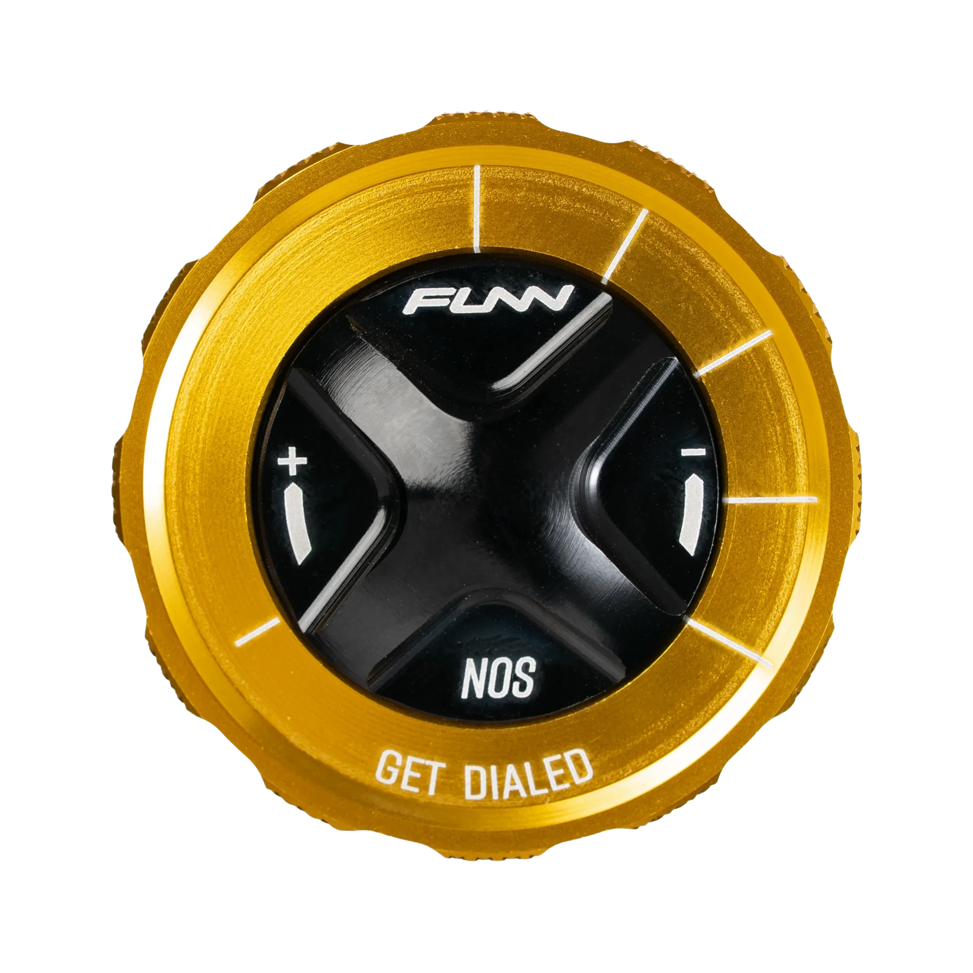 Funn mountain bike components - NOS Air Fork Valve Cap RS - Type in a white background.