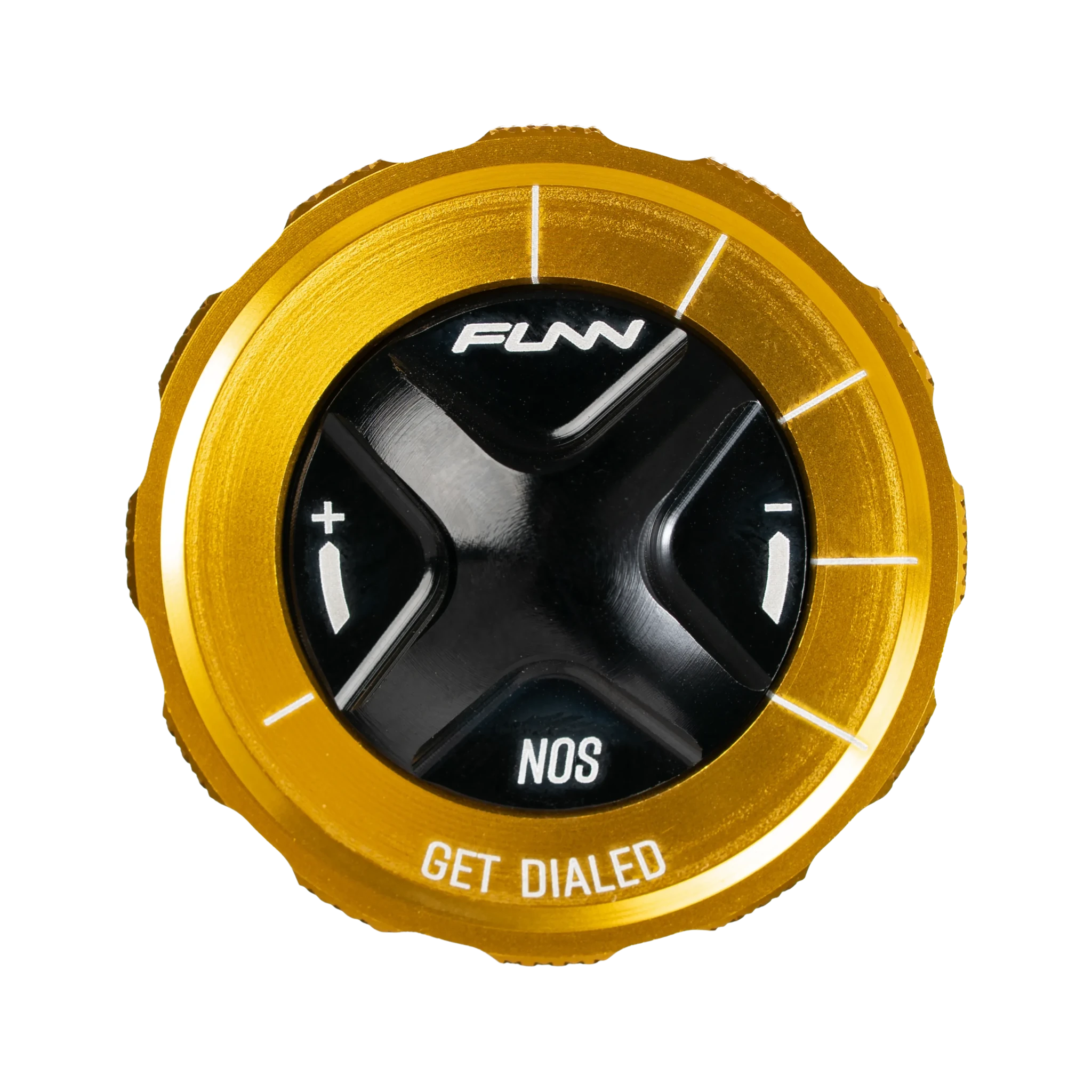 Funn mountain bike components - NOS Air Fork Valve Cap RS - Type in a white background.