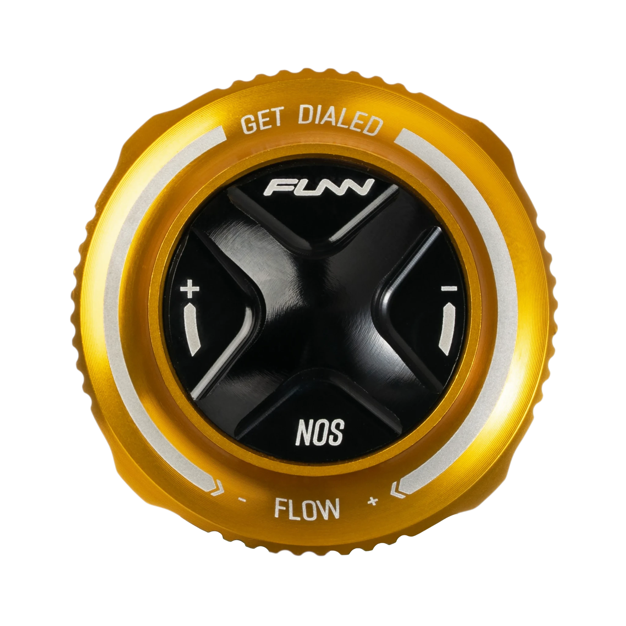 Funn mountain bike components - NOS Air Fork Valve Cap RS - Type in a white background.