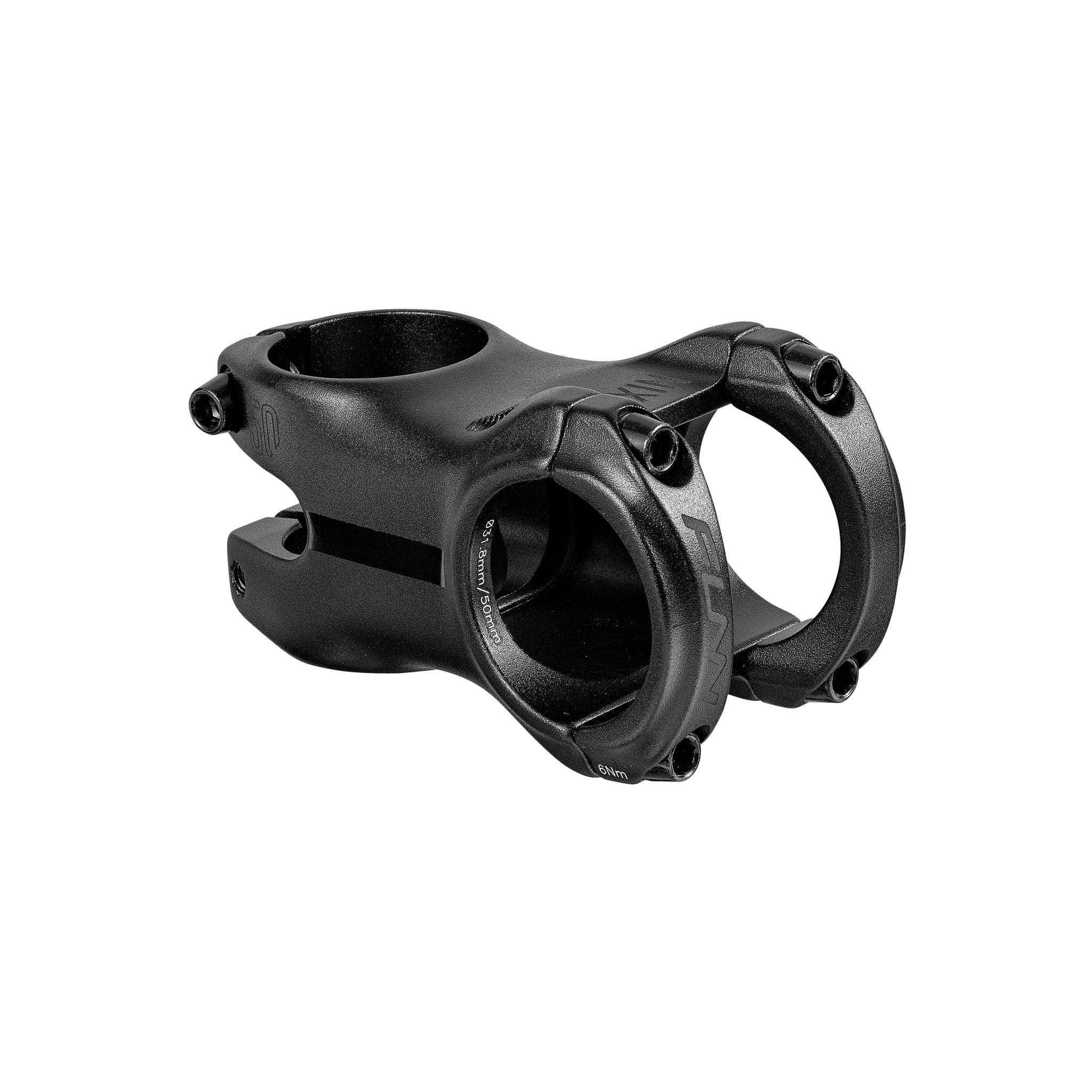 FUNN Nixie Stem, black alloy mountain bike handlebar stem with dual clamp bolts for strong, lightweight steering control