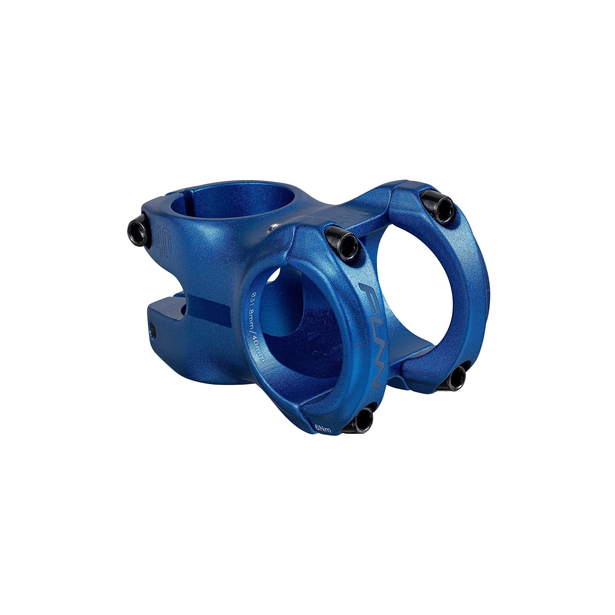FUNN Nixie Stem in anodized blue, lightweight alloy mountain bike handlebar stem with four-bolt clamp design