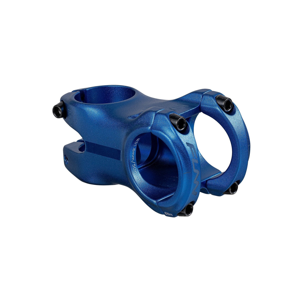 Blue FUNN Nixie Stem, CNC alloy short mountain bike handlebar stem with dual clamp bolts for strong, precise steering control