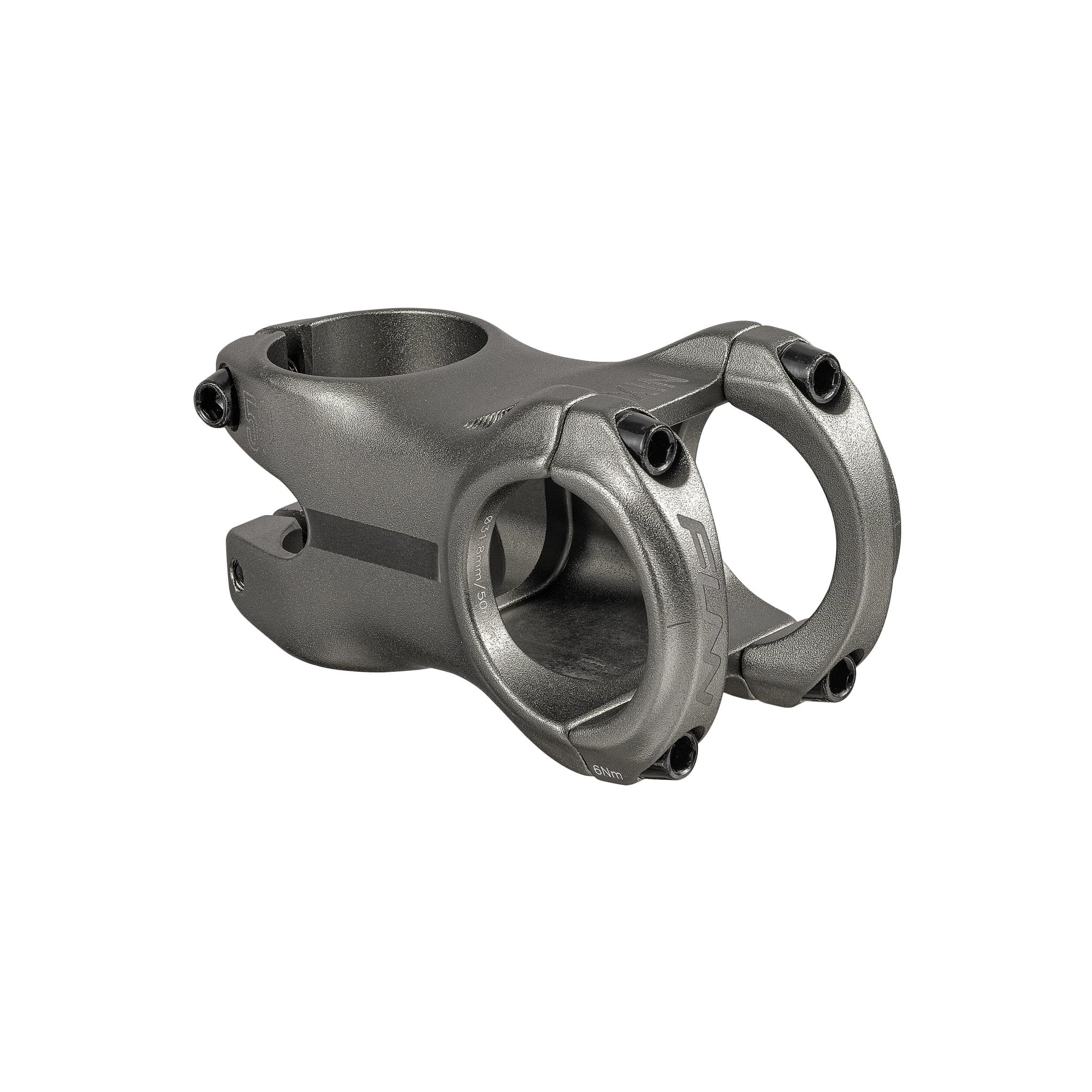 FUNN Nixie Stem, grey alloy short mountain bike handlebar stem with four-bolt faceplate for strong, lightweight steering control