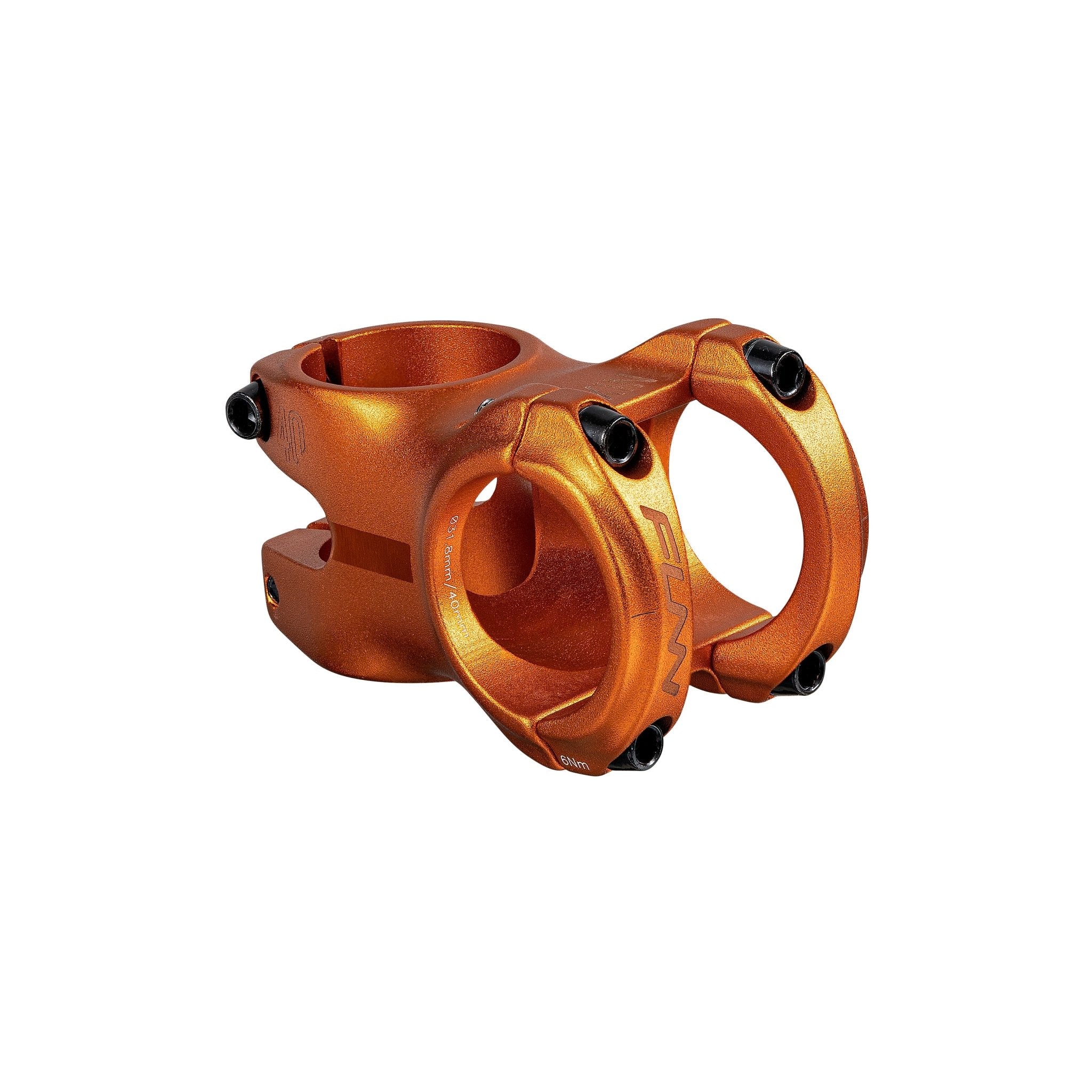 FUNN Nixie Stem in metallic orange, lightweight alloy MTB bike handlebar stem with four-bolt faceplate