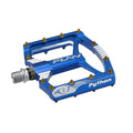 Funn mountain bike components - Python Gen1 Flat Pedals Blue in a white background.