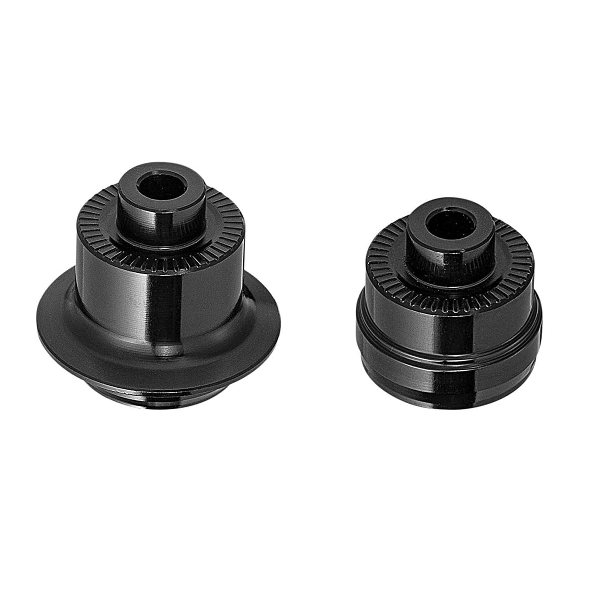 Black aluminum FUNN QR Converter End Caps for Fantom rear hubs,  for quick-release axle adaptation