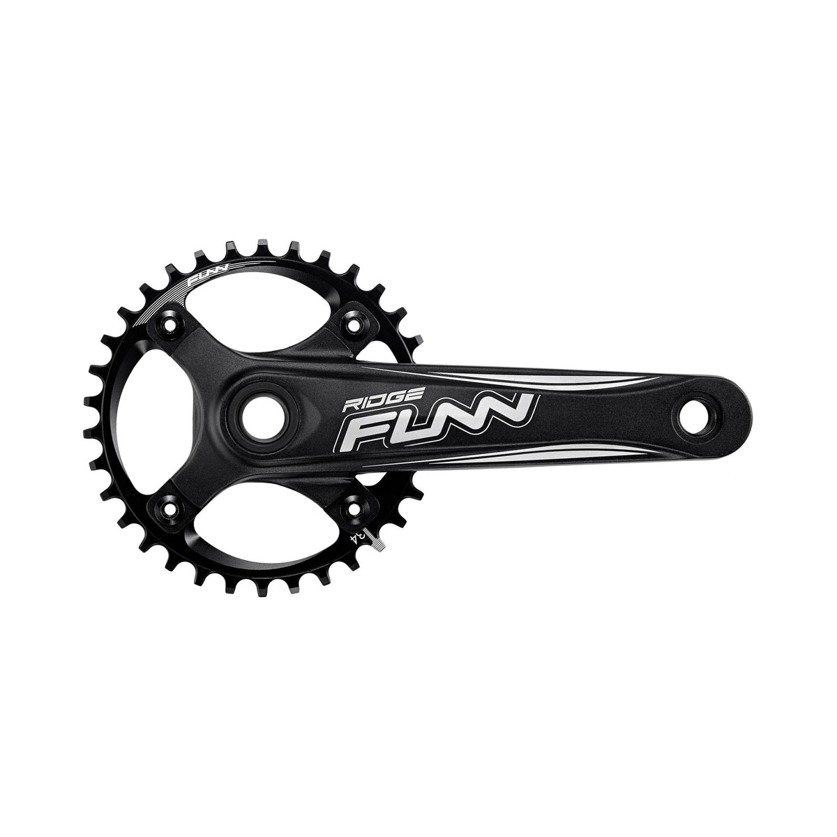Black FUNN Ridge crankset, 170mm arm with 30t chainring, sleek alloy mountain bike crank for 1x drivetrains