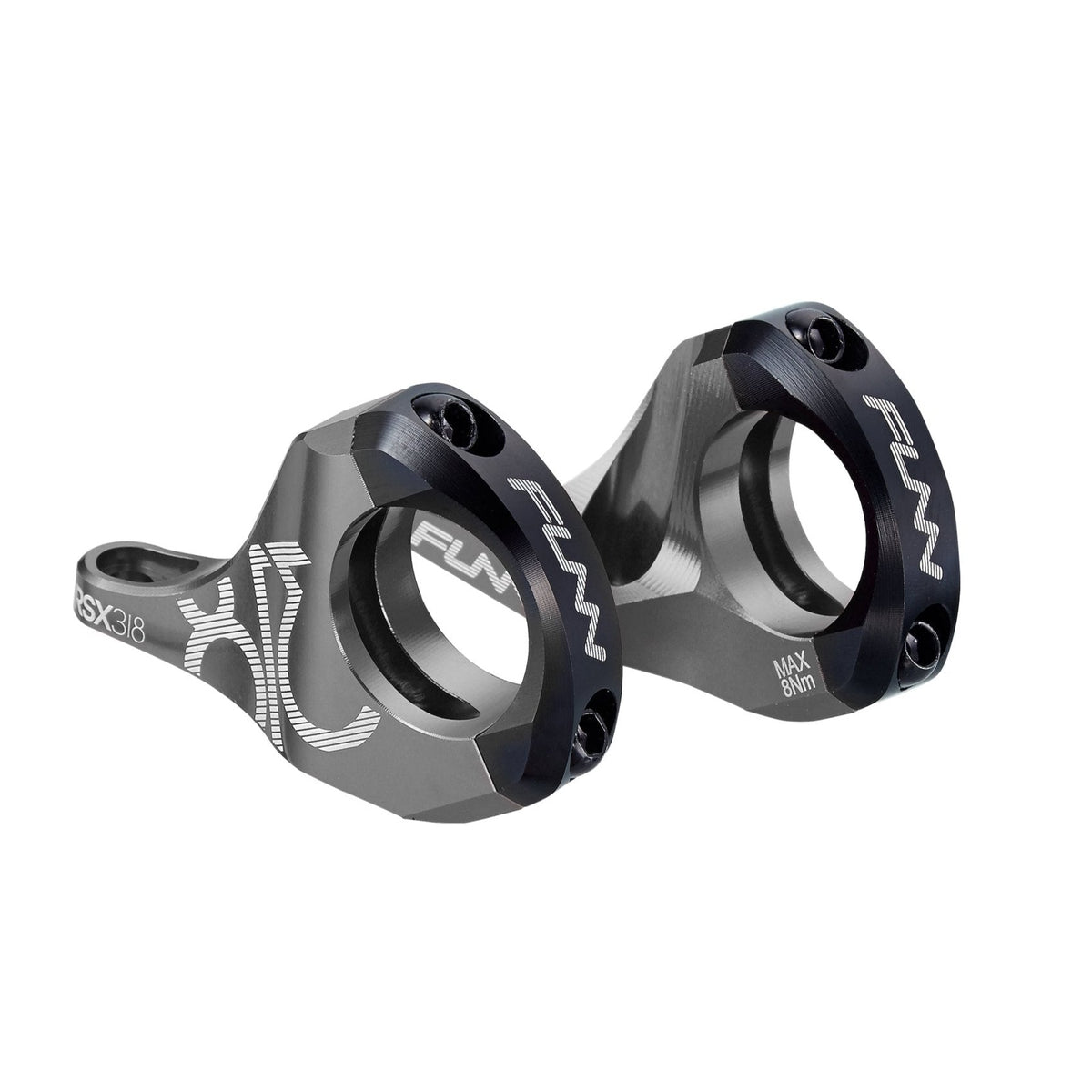FUNN RSX Direct Mount Stem, 31.8mm clamp, 30mm rise in grey and black CNC alloy for mountain bike handlebars