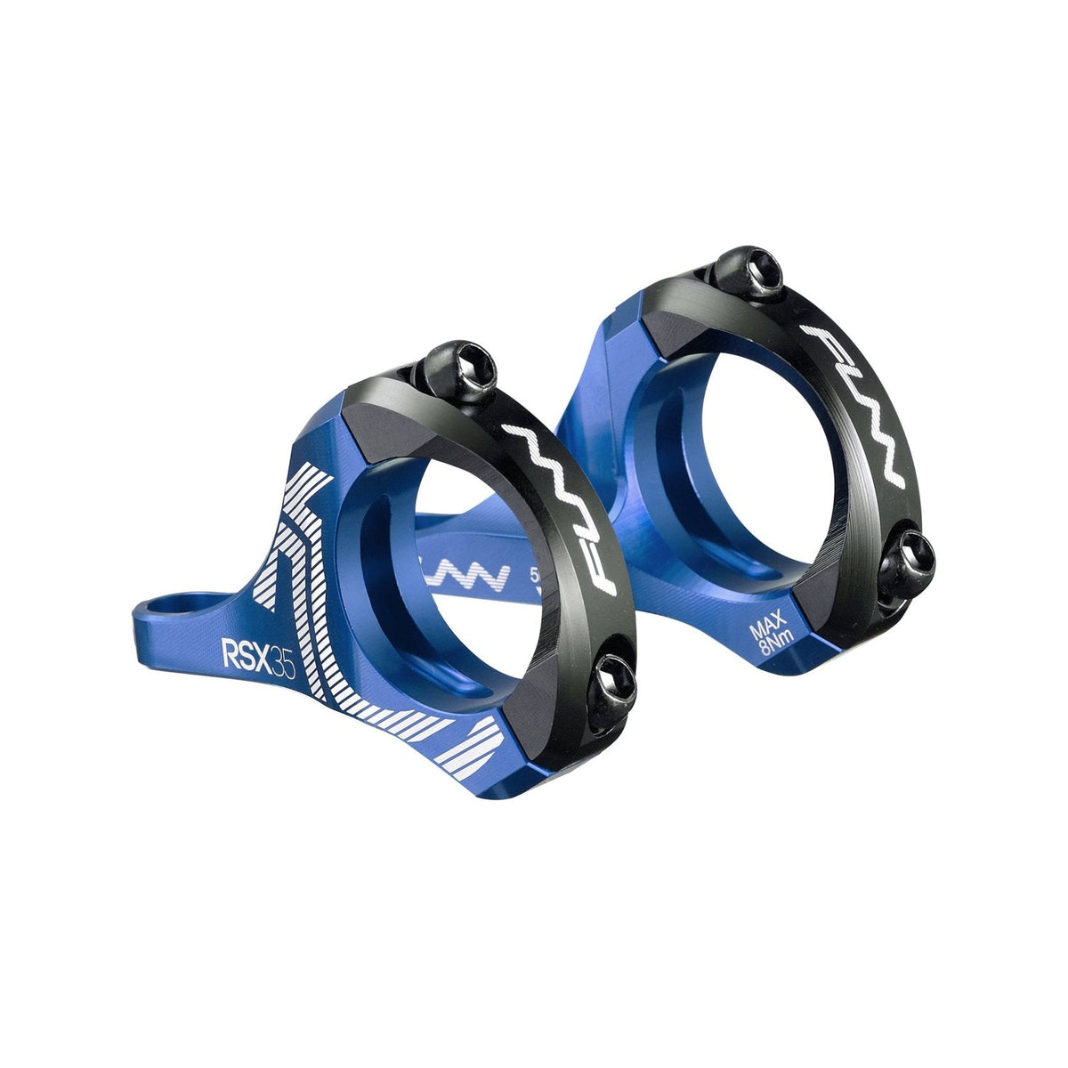 FUNN RSX Direct Mount Stem with 35mm clamp and 20mm rise, blue and black CNC alloy mountain bike handlebar stem