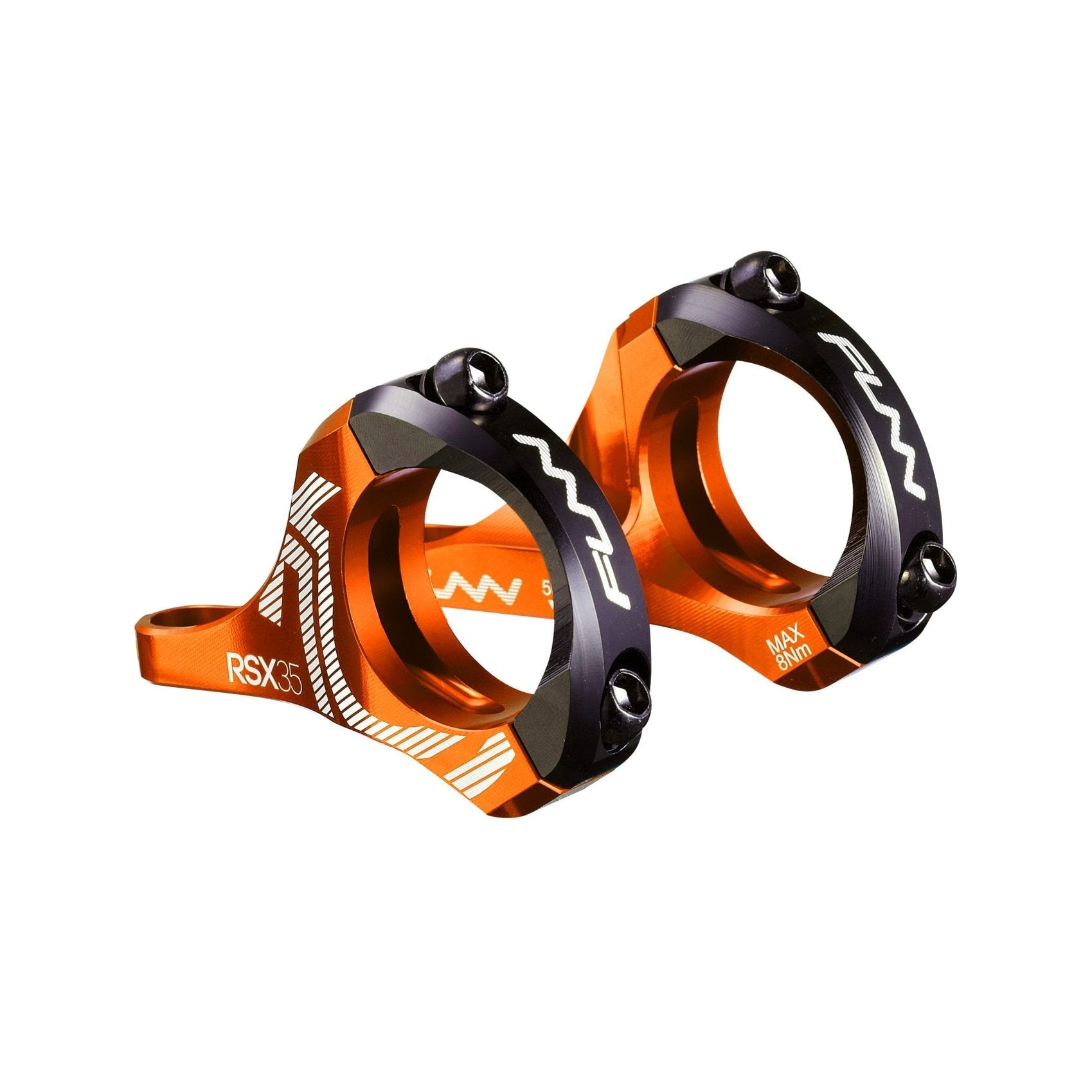 FUNN RSX Direct Mount Stem with 35mm clamp and 20mm rise, orange and black CNC alloy mountain bike handlebar stem